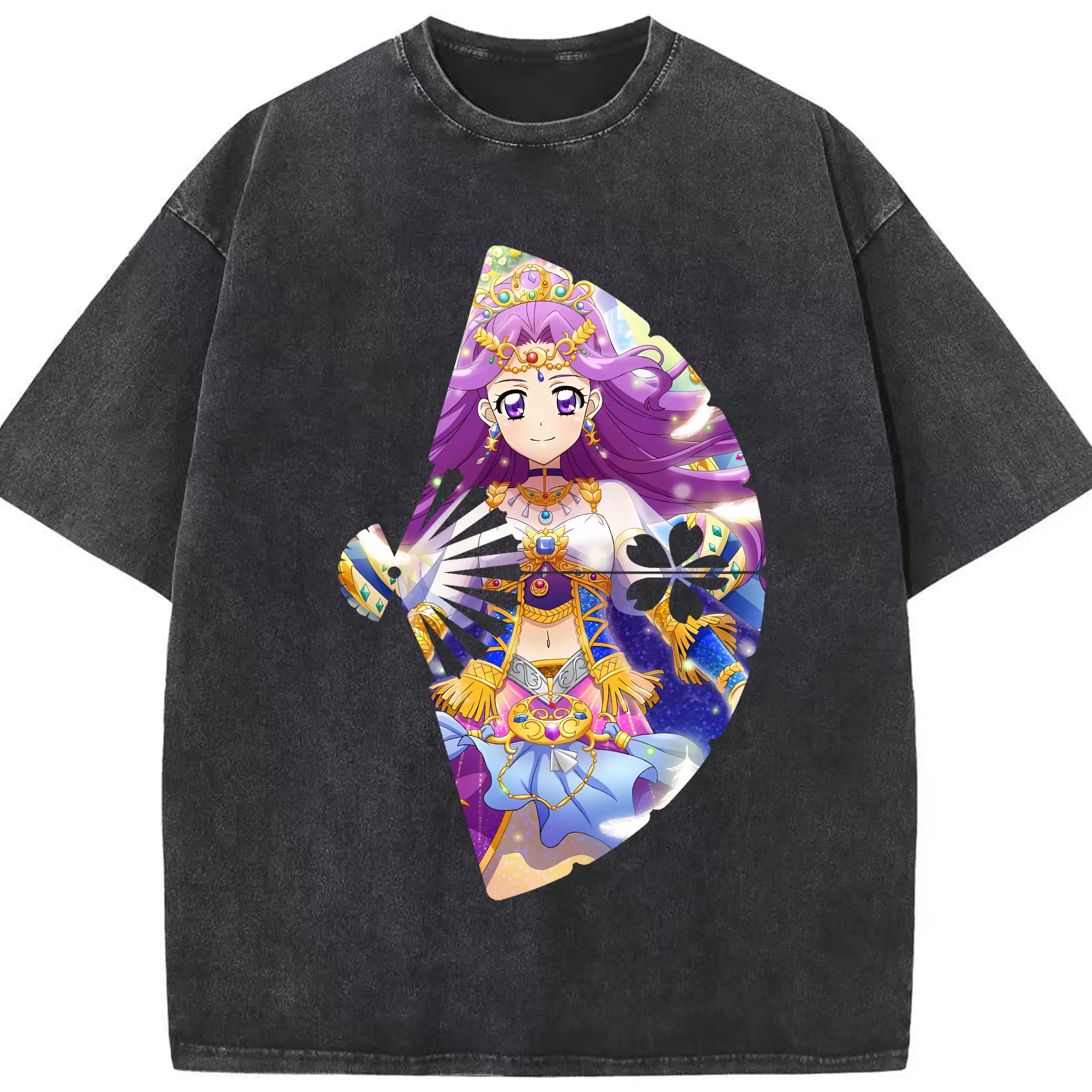 アイカツ グッズ 神崎 美月 - 綿100％ ヴィンテージ風 半袖Tシャツ ・ フロントプリント ・ 柔らか肌触り ・ 通気性 快適 ・ スポーツ カジュアル 外出用