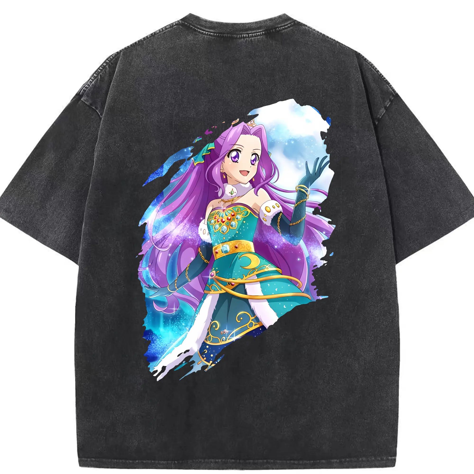 アイカツ グッズ 神崎 美月 - 綿100％ ヴィンテージ風 半袖Tシャツ ・ 背面プリント ・ 柔らか肌触り ・ 通気性 快適 ・ スポーツ カジュアル 外出用