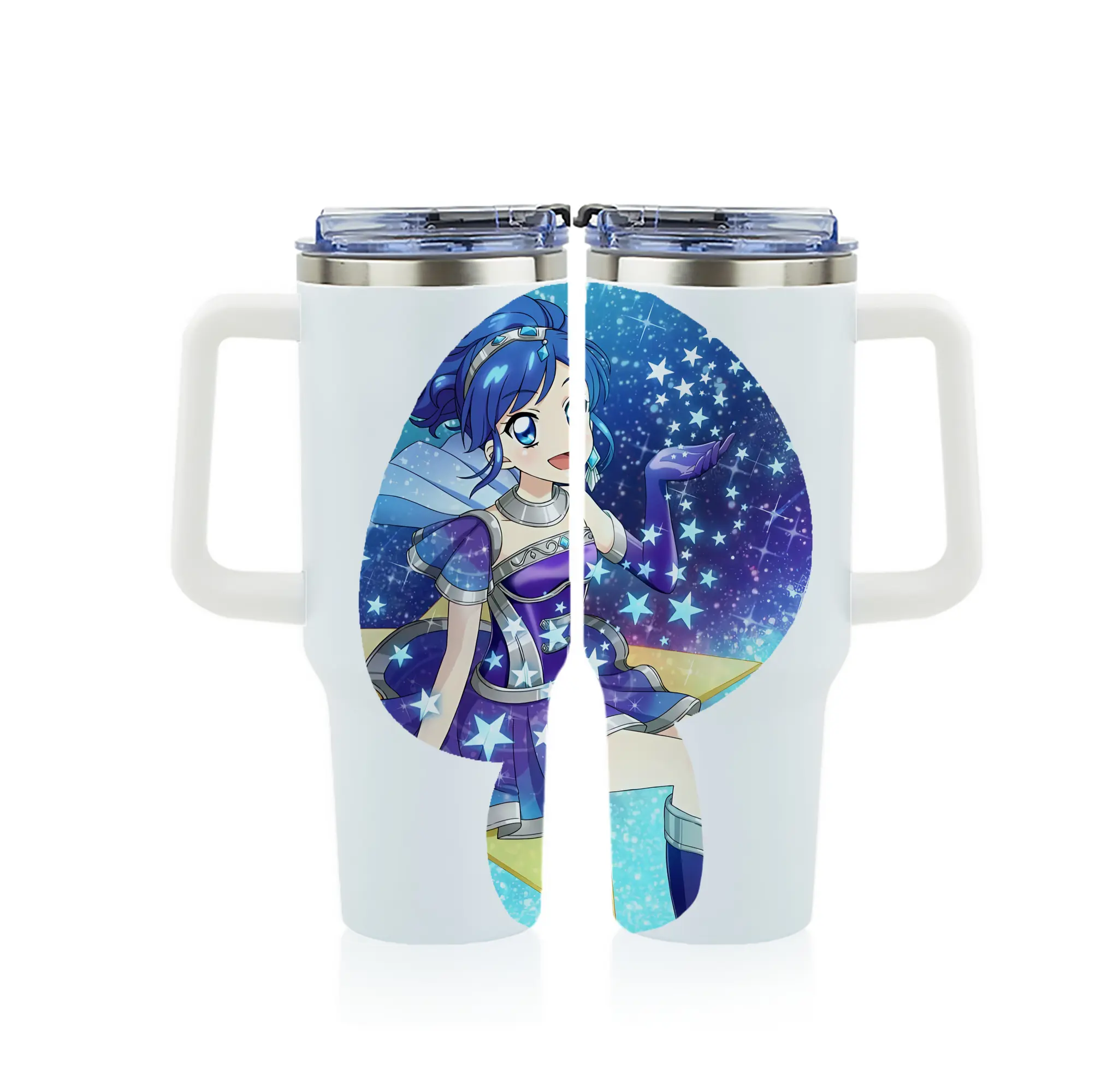アイカツ グッズ 霧矢 あおい - 1200mL フルプリント車用タンブラー ・ 304ステンレス 内側 ・ 201ステンレス 外側 ・ 保温 保冷 ・ 通勤 ドライブ アウトドア用