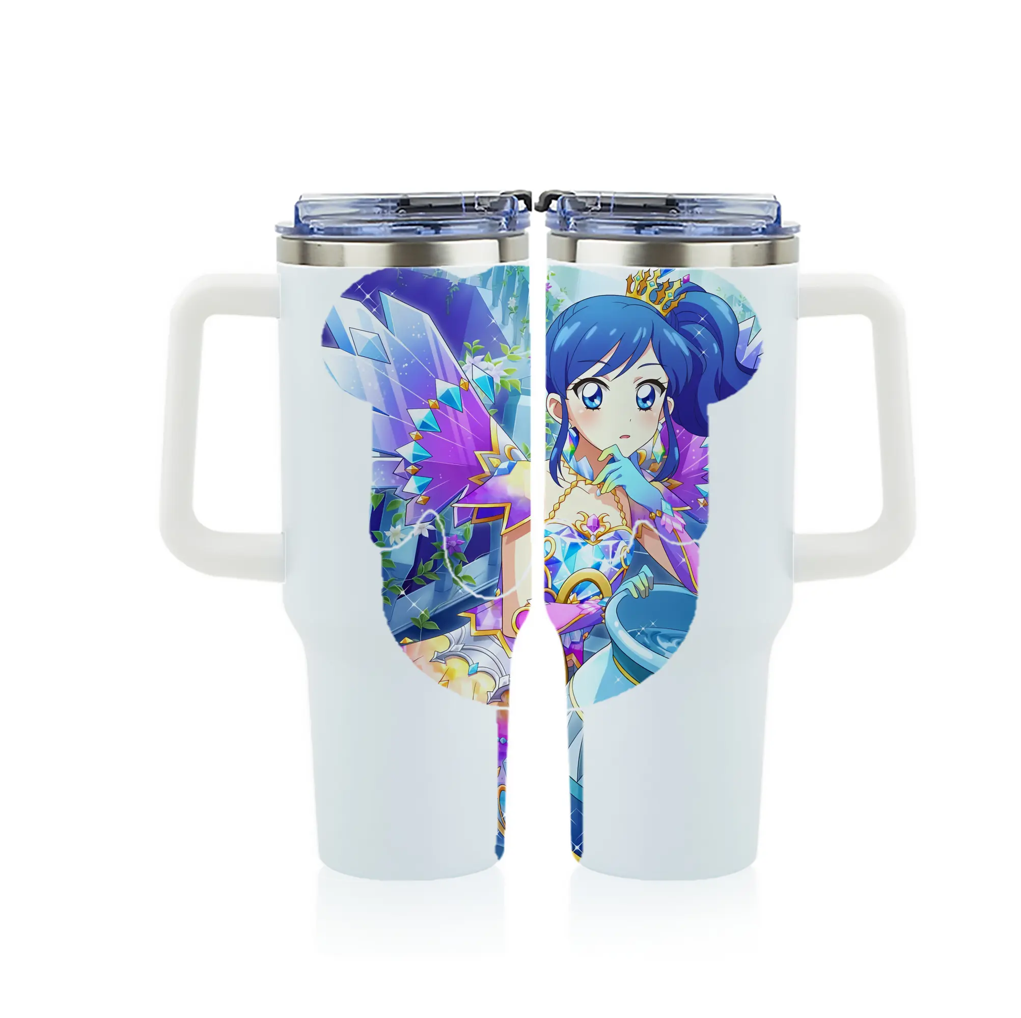 アイカツ グッズ 霧矢 あおい - 1200mL フルプリント車用タンブラー ・ 304ステンレス 内側 ・ 201ステンレス 外側 ・ 保温 保冷 ・ 通勤 ドライブ アウトドア用