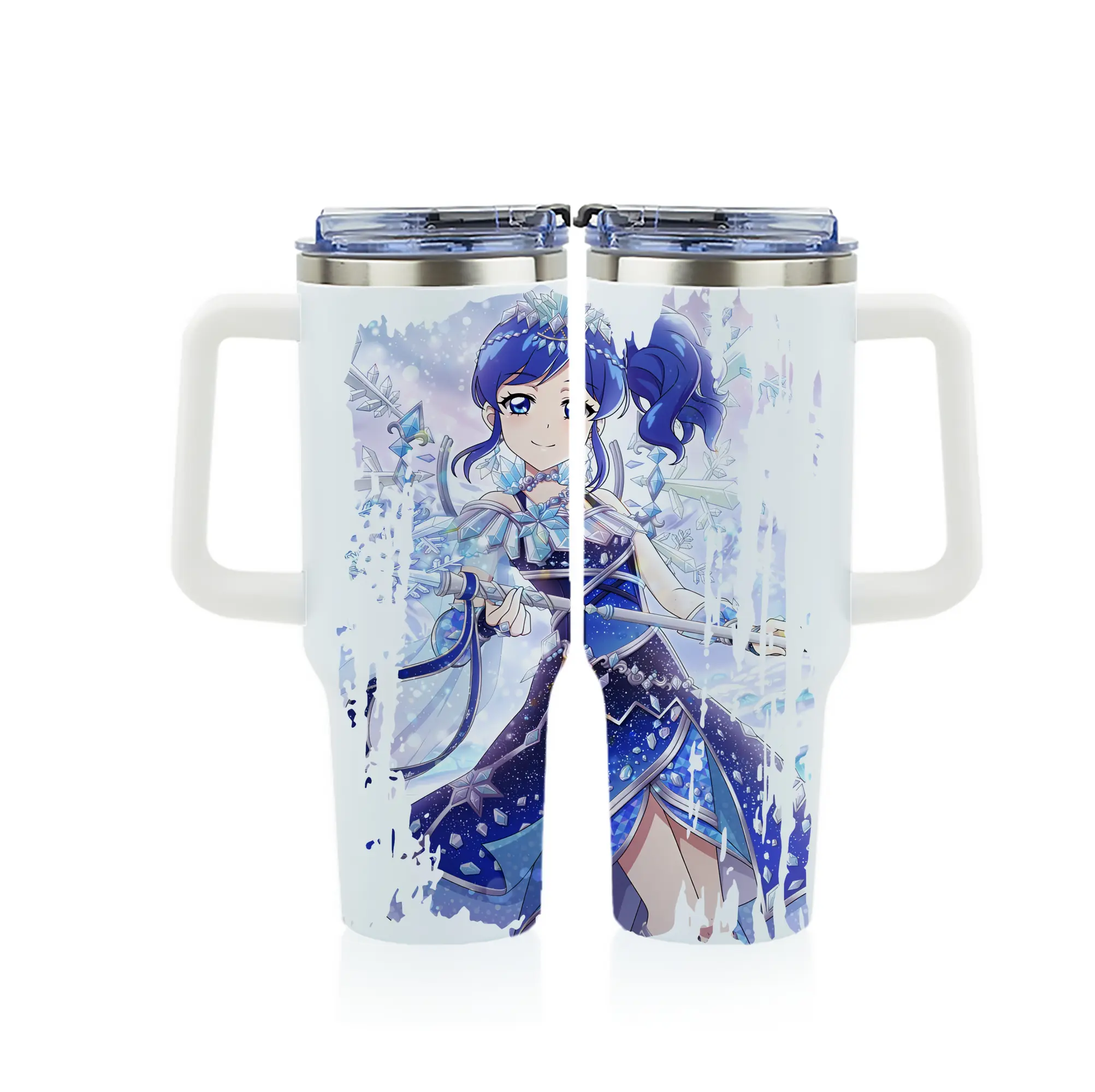 アイカツ グッズ 霧矢 あおい - 1200mL フルプリント車用タンブラー ・ 304ステンレス 内側 ・ 201ステンレス 外側 ・ 保温 保冷 ・ 通勤 ドライブ アウトドア用