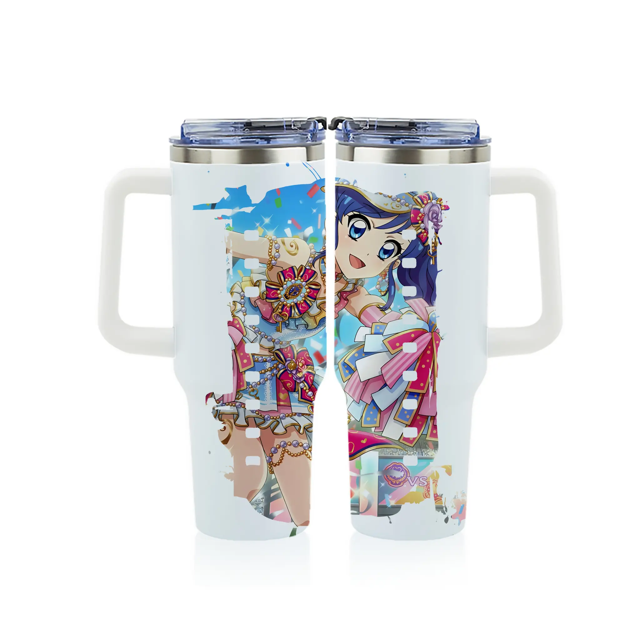 アイカツ グッズ 霧矢 あおい - 1200mL フルプリント車用タンブラー ・ 304ステンレス 内側 ・ 201ステンレス 外側 ・ 保温 保冷 ・ 通勤 ドライブ アウトドア用