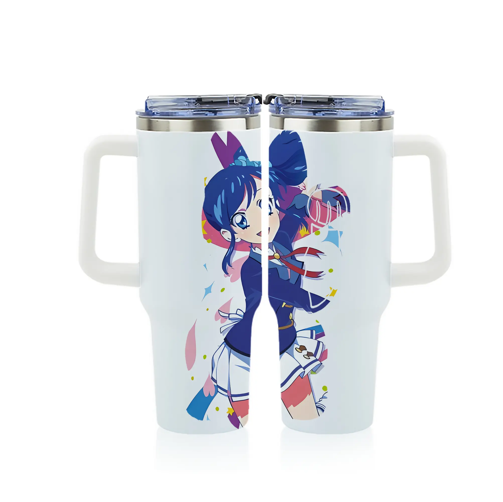 アイカツ グッズ 霧矢 あおい - 1200mL フルプリント車用タンブラー ・ 304ステンレス 内側 ・ 201ステンレス 外側 ・ 保温 保冷 ・ 通勤 ドライブ アウトドア用