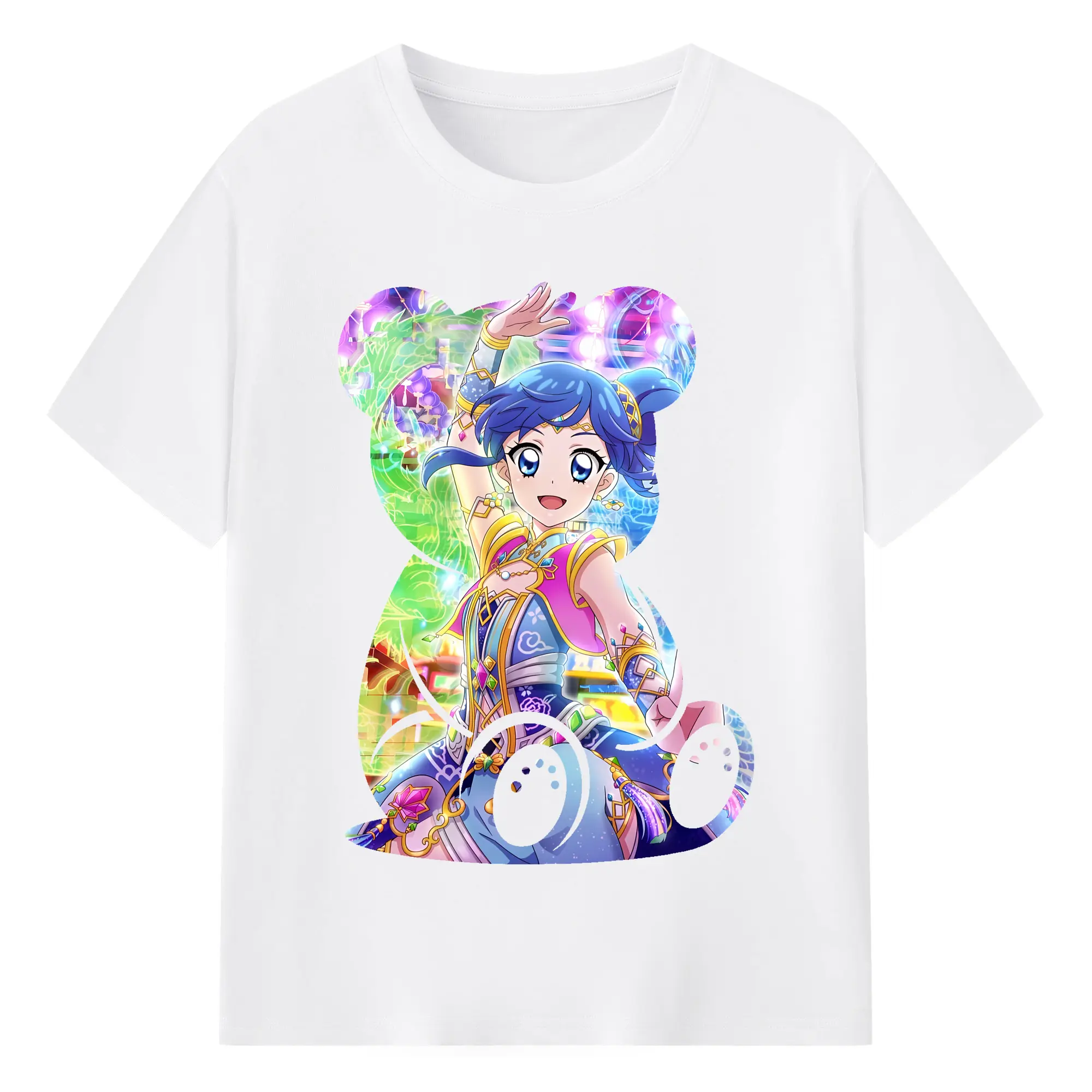 アイカツ グッズ 霧矢 あおい - 綿100％ 半袖Tシャツ ・ フロントプリント ・ 快適 通気性 ・ 日常使い 散歩 スポーツ用