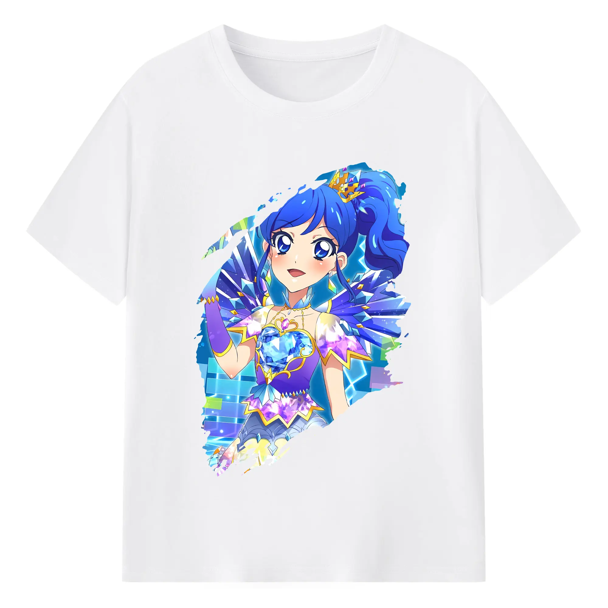 アイカツ グッズ 霧矢 あおい - 綿100％ 半袖Tシャツ ・ フロントプリント ・ 快適 通気性 ・ 日常使い 散歩 スポーツ用