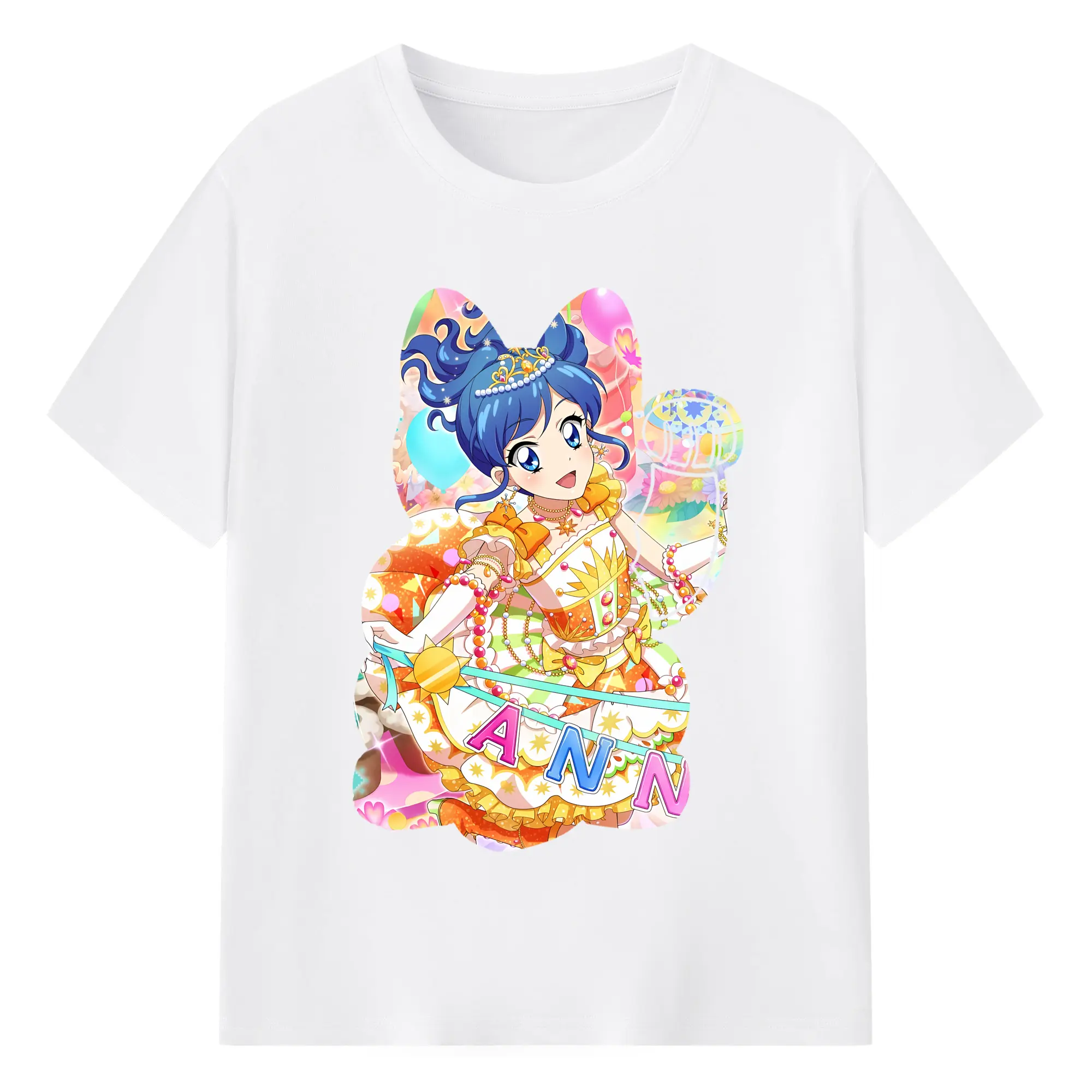 アイカツ グッズ 霧矢 あおい - 綿100％ 半袖Tシャツ ・ フロントプリント ・ 快適 通気性 ・ 日常使い 散歩 スポーツ用