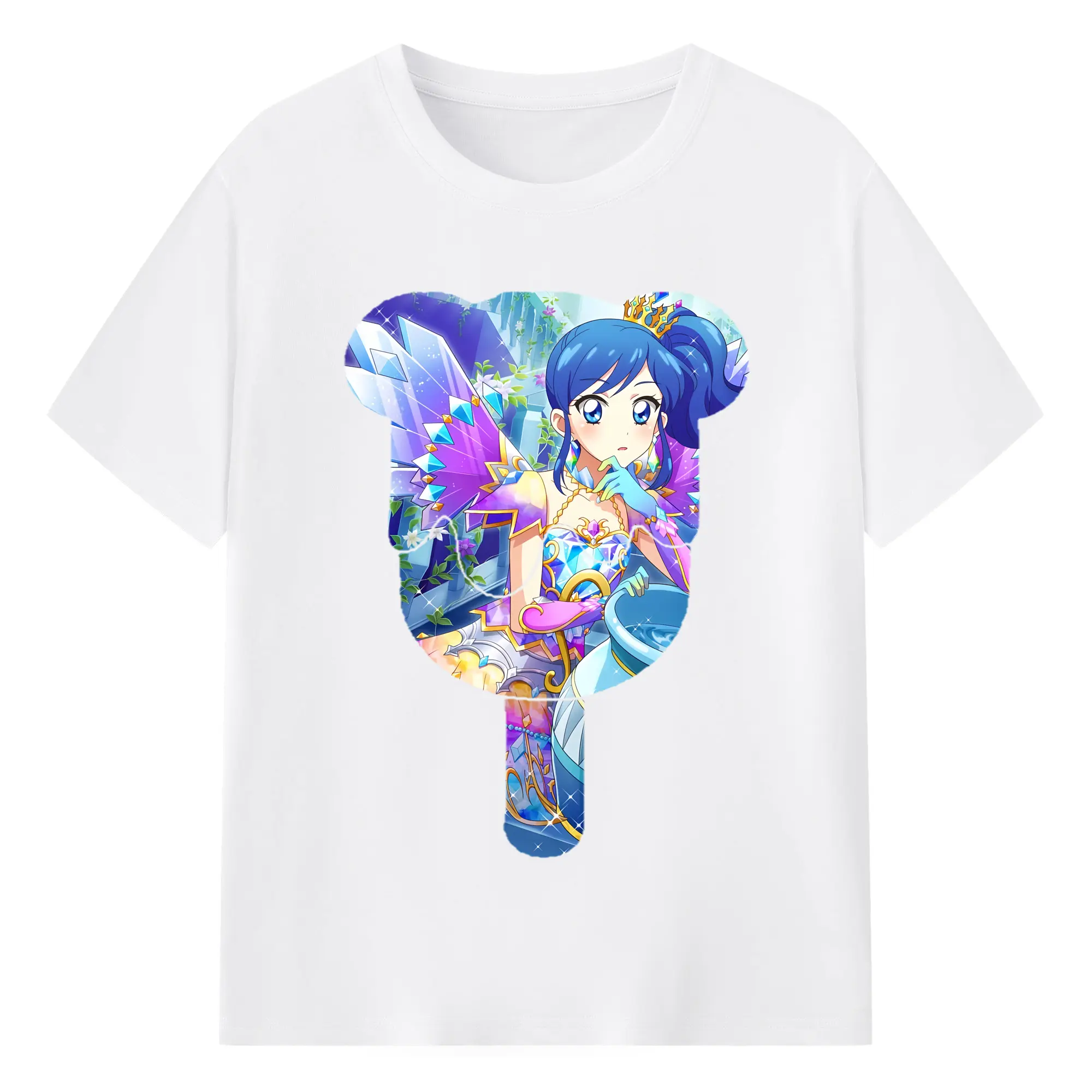 アイカツ グッズ 霧矢 あおい - 綿100％ 半袖Tシャツ ・ フロントプリント ・ 快適 通気性 ・ 日常使い 散歩 スポーツ用