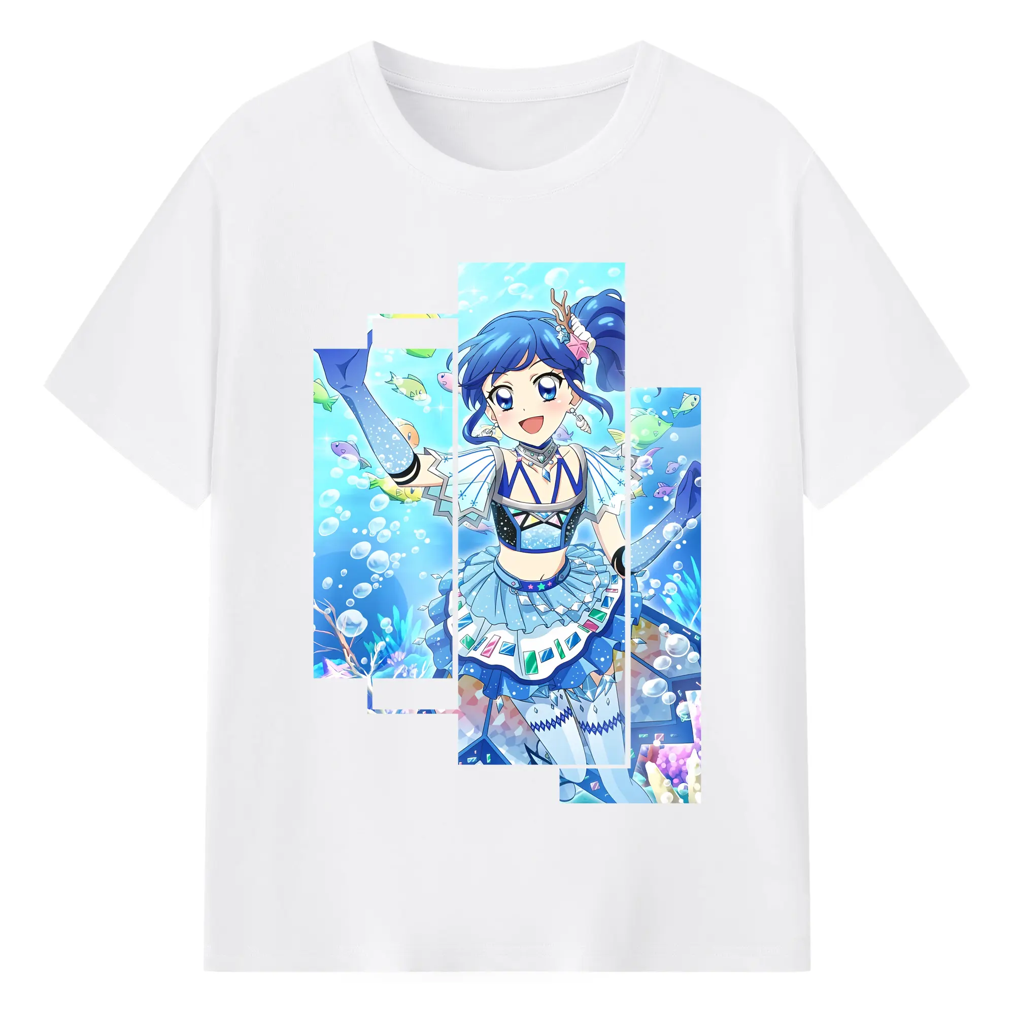 アイカツ グッズ 霧矢 あおい - 綿100％ 半袖Tシャツ ・ フロントプリント ・ 快適 通気性 ・ 日常使い 散歩 スポーツ用