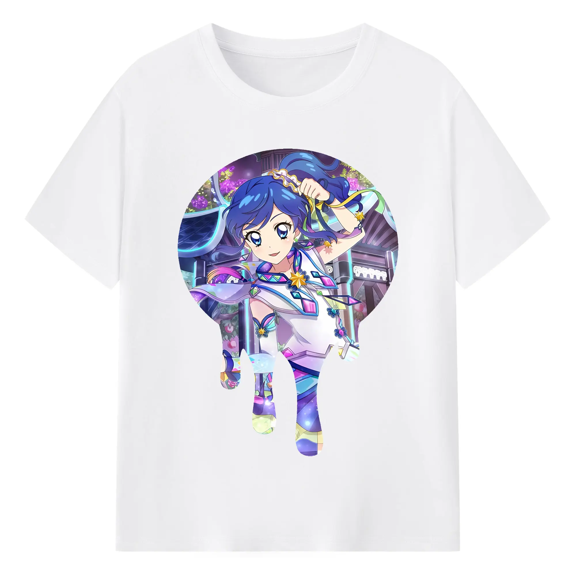 アイカツ グッズ 霧矢 あおい - 綿100％ 半袖Tシャツ ・ フロントプリント ・ 快適 通気性 ・ 日常使い 散歩 スポーツ用