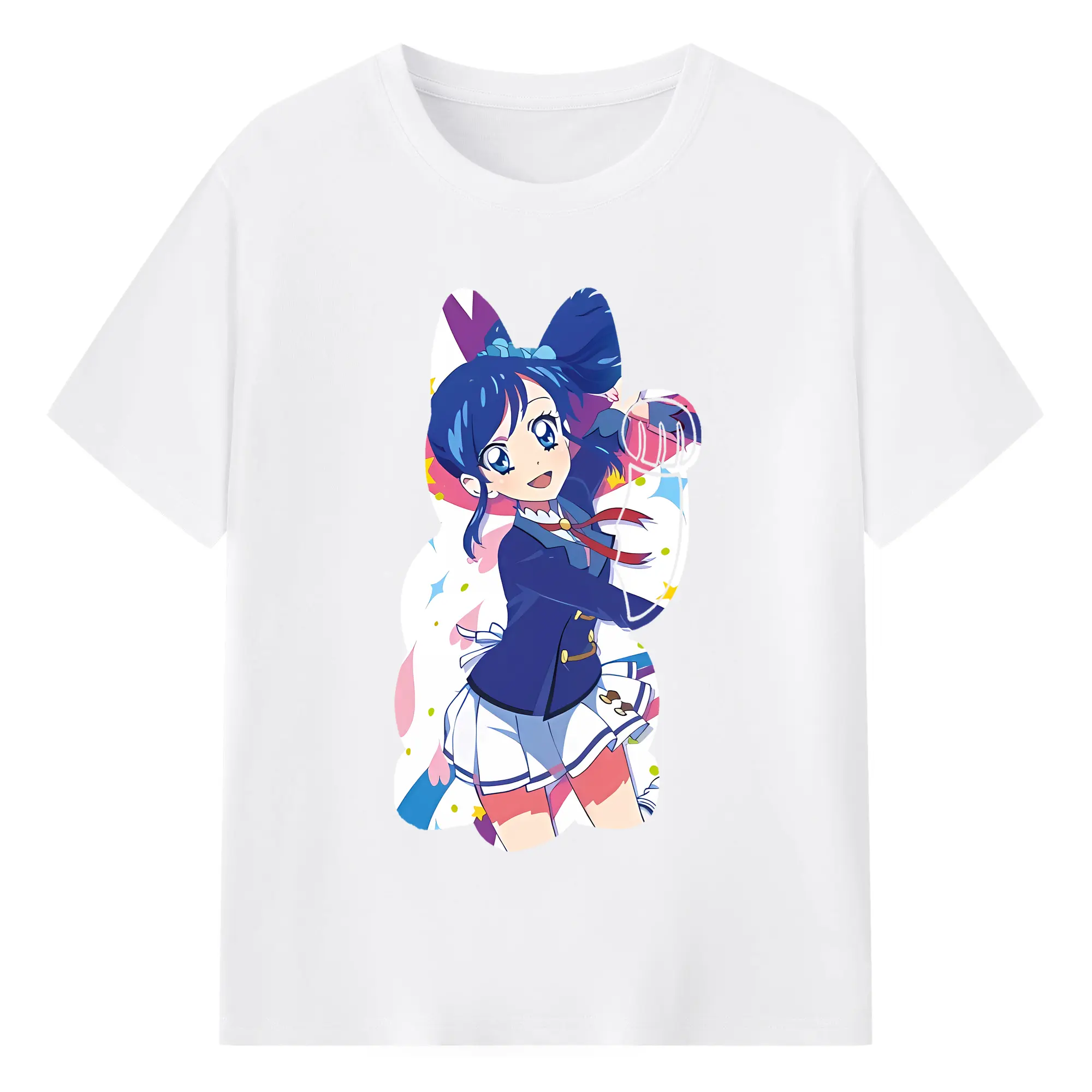 アイカツ グッズ 霧矢 あおい - 綿100％ 半袖Tシャツ ・ フロントプリント ・ 快適 通気性 ・ 日常使い 散歩 スポーツ用