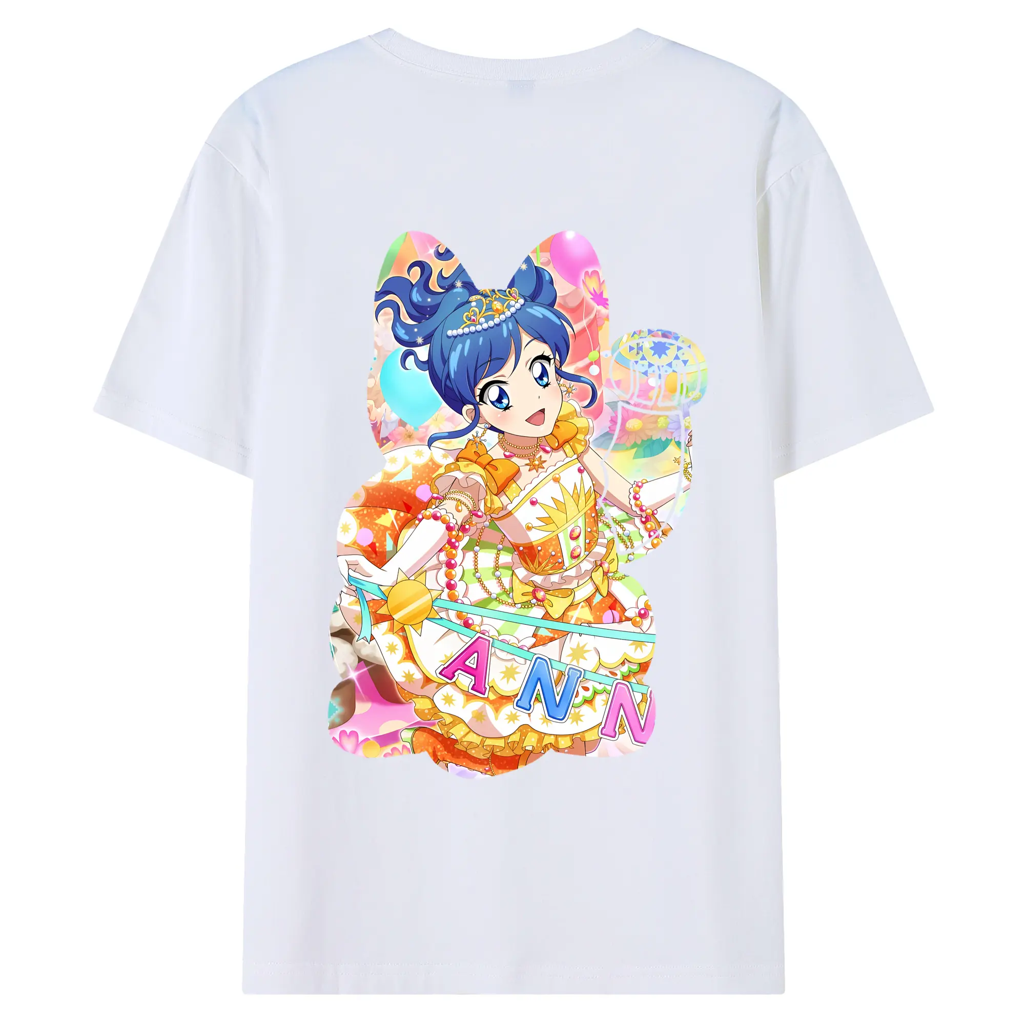 アイカツ グッズ 霧矢 あおい - 綿100％ 半袖Tシャツ ・ バックプリント ・ 快適 通気性 ・ 日常使い 散歩 スポーツ用