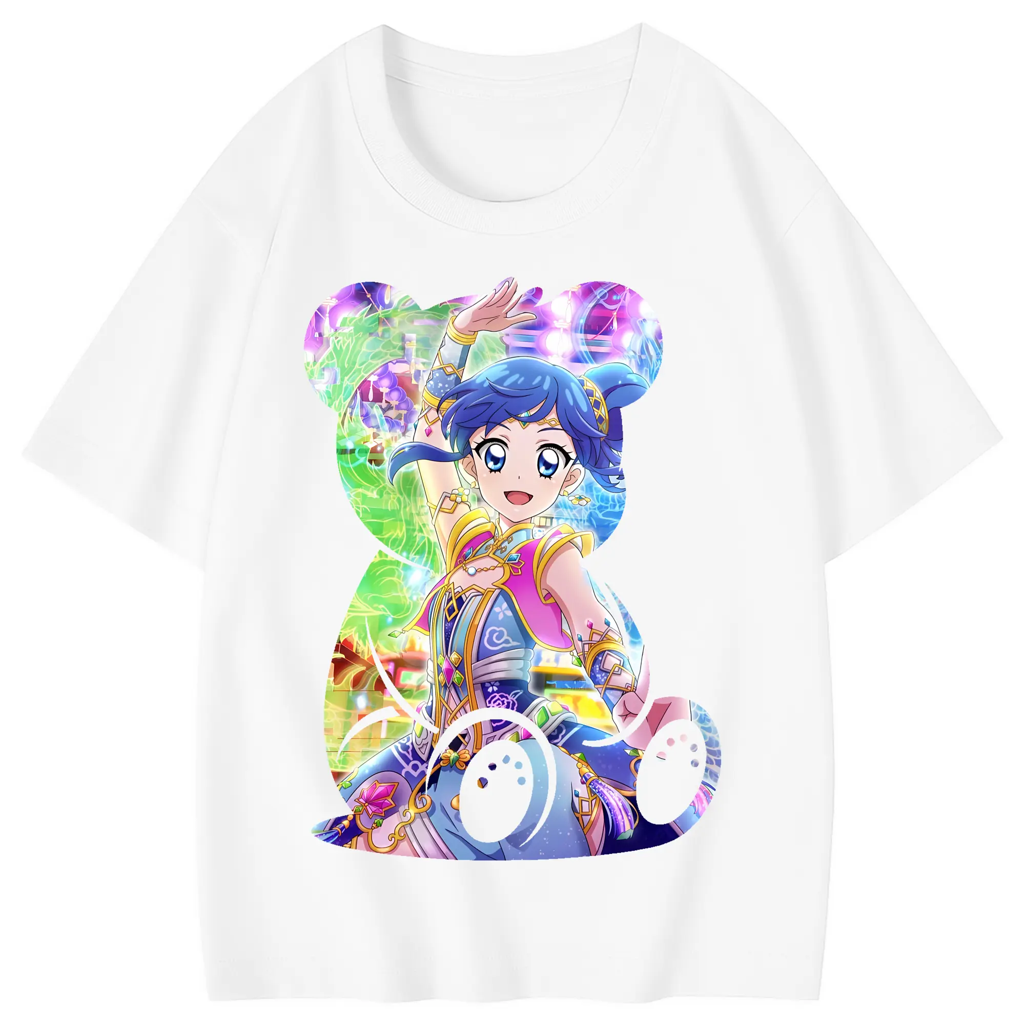 アイカツ グッズ 霧矢 あおい - 綿100％ キッズTシャツ ・ フロントプリント ・ 快適 通気性 ・ スポーツ カジュアル 散歩用