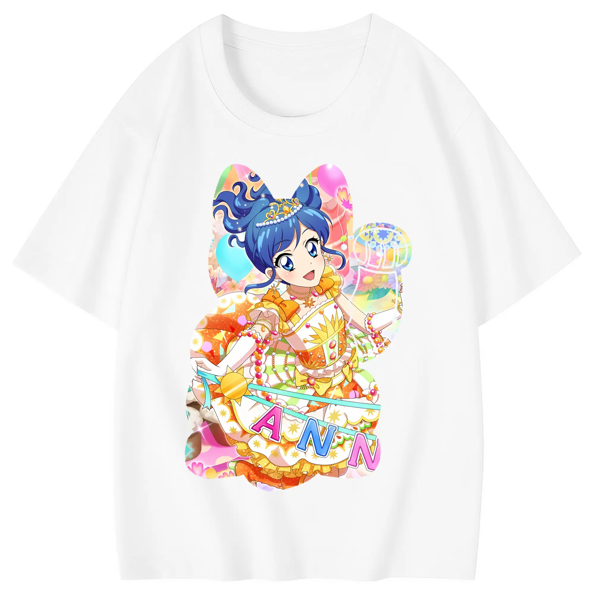 アイカツ グッズ 霧矢 あおい - 綿100％ キッズTシャツ ・ フロントプリント ・ 快適 通気性 ・ スポーツ カジュアル 散歩用