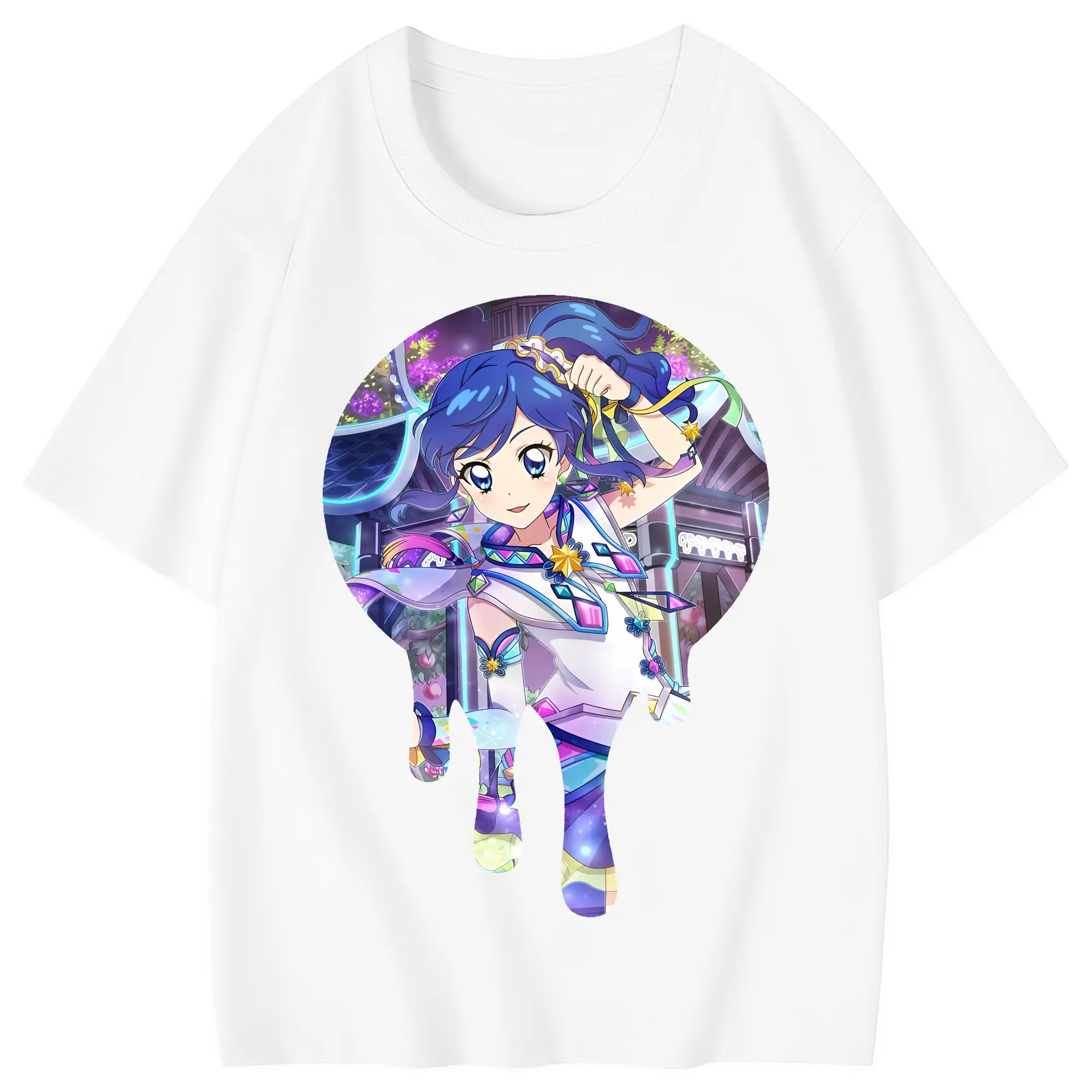 アイカツ グッズ 霧矢 あおい - 綿100％ キッズTシャツ ・ フロントプリント ・ 快適 通気性 ・ スポーツ カジュアル 散歩用