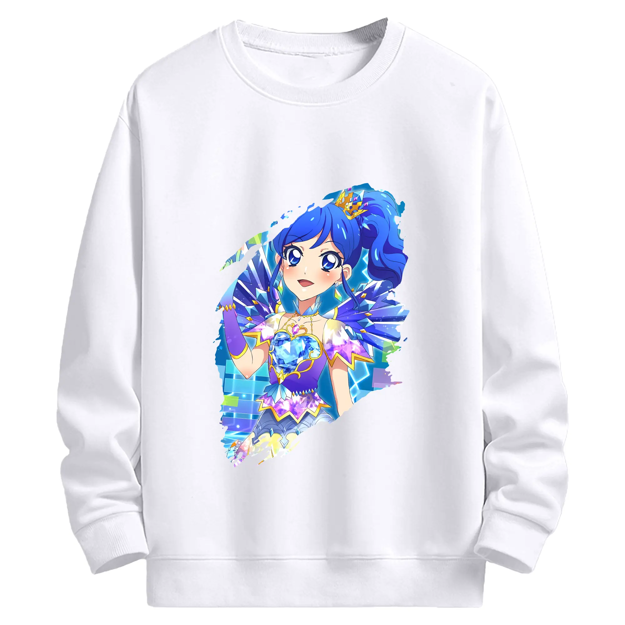 アイカツ グッズ 霧矢 あおい - 高品質 クルーネック スウェット ・ コットン59％ ポリエステル41％ ・ ユニセックス 長袖 トレーナー ・ カジュアル デイリー スポーツ 散歩用