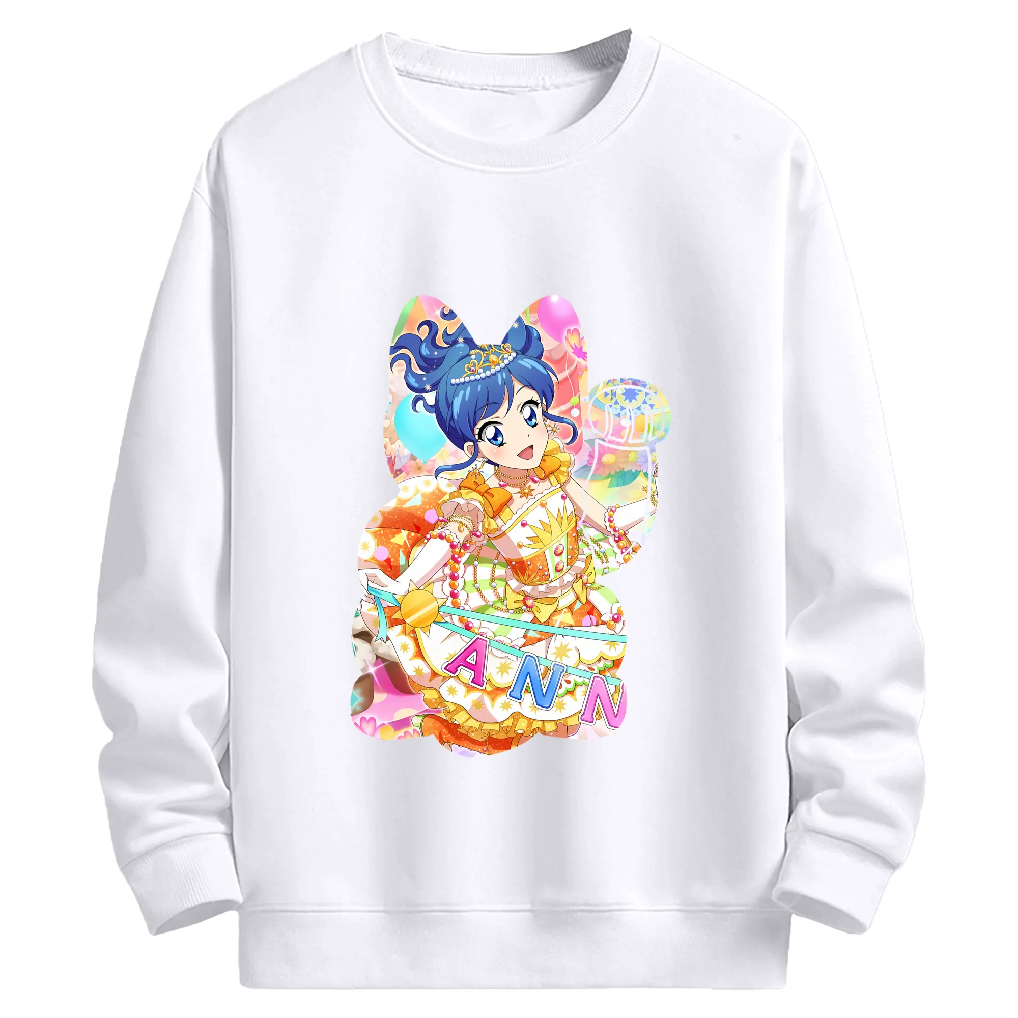 アイカツ グッズ 霧矢 あおい - 高品質 クルーネック スウェット ・ コットン59％ ポリエステル41％ ・ ユニセックス 長袖 トレーナー ・ カジュアル デイリー スポーツ 散歩用