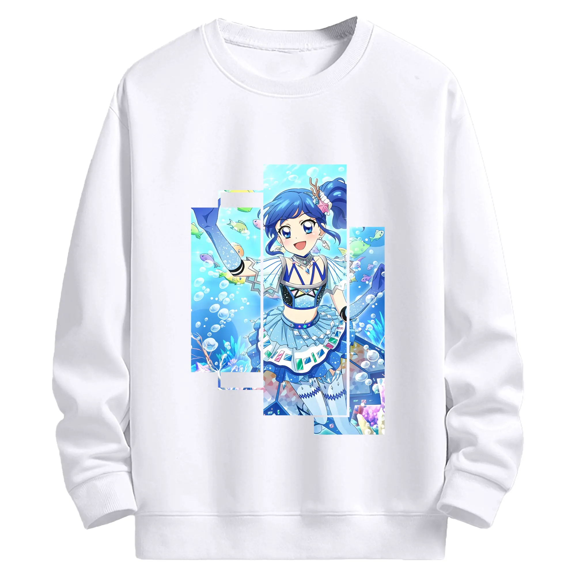 アイカツ グッズ 霧矢 あおい - 高品質 クルーネック スウェット ・ コットン59％ ポリエステル41％ ・ ユニセックス 長袖 トレーナー ・ カジュアル デイリー スポーツ 散歩用