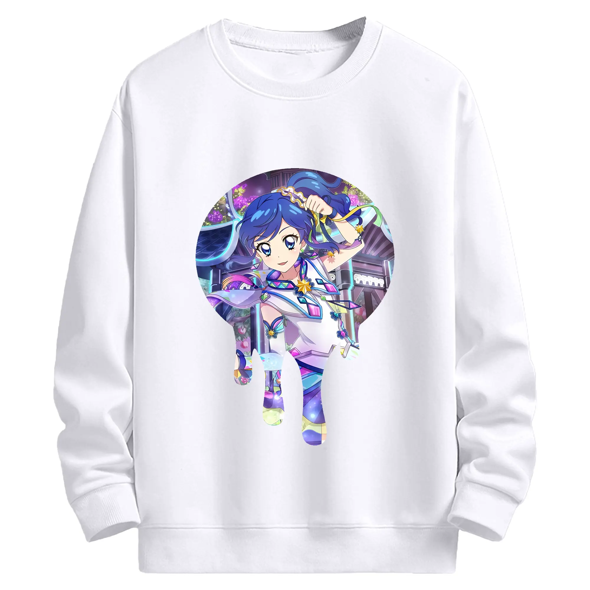 アイカツ グッズ 霧矢 あおい - 高品質 クルーネック スウェット ・ コットン59％ ポリエステル41％ ・ ユニセックス 長袖 トレーナー ・ カジュアル デイリー スポーツ 散歩用