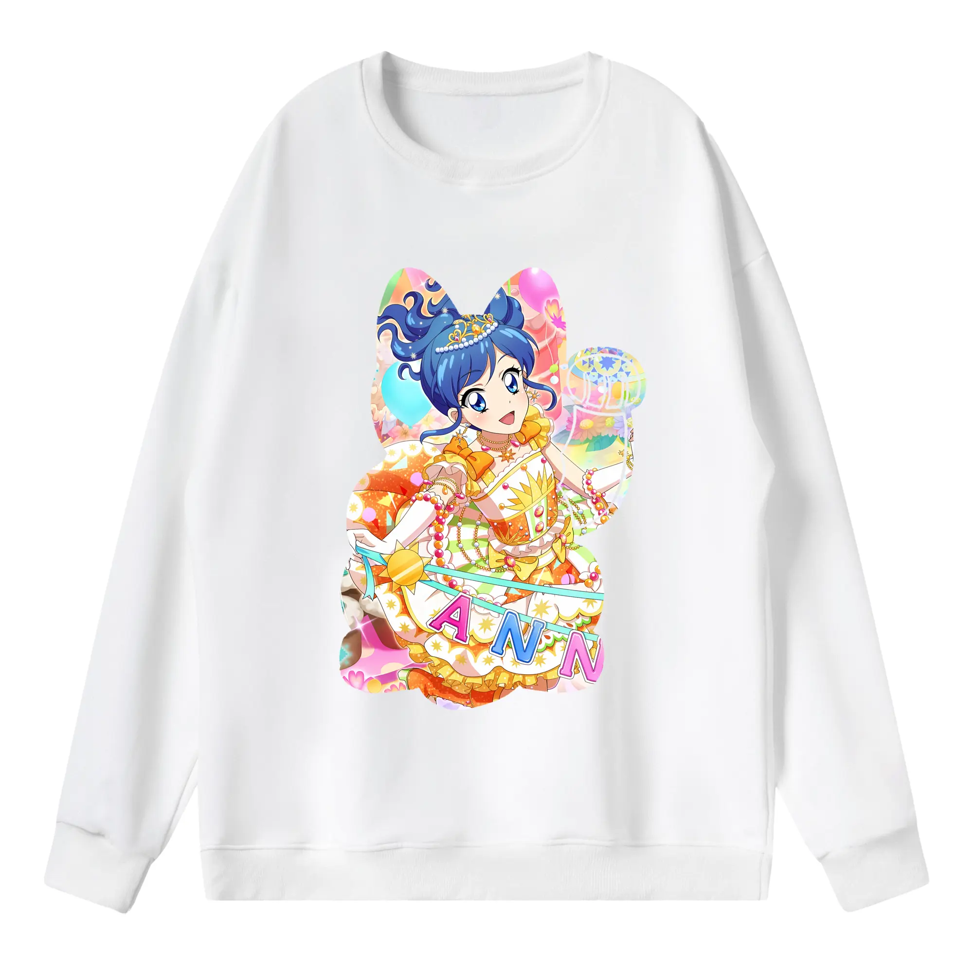 アイカツ グッズ 霧矢 あおい - 薄手 クルーネック スウェット 裏毛260g · ポリエステル 春秋向け カジュアル 男女兼用 · トレーナー デイリー スポーツ 散歩に最適