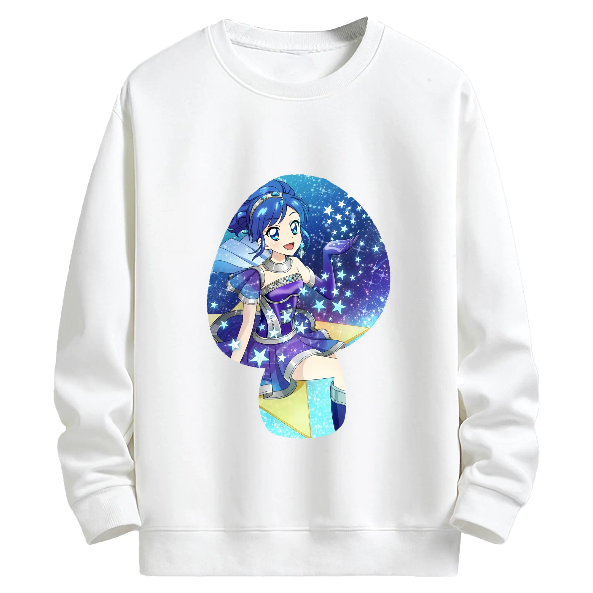 アイカツ グッズ 霧矢 あおい - キッズ クルーネックスウェットシャツ ・ フロントプリント ・ 綿80％ ポリエステル20％ ・ 快適 通学 スポーツ 日常使い お散歩用