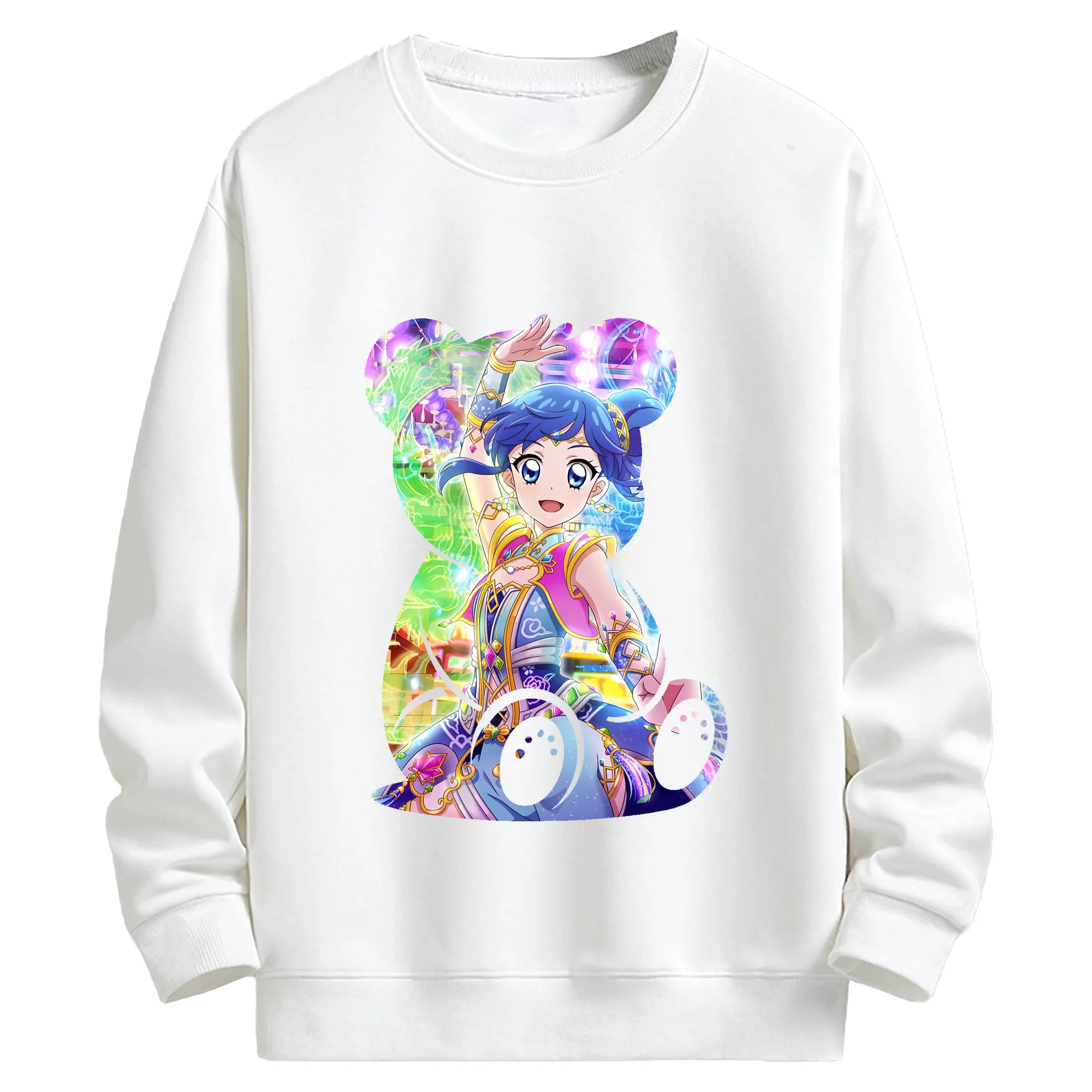 アイカツ グッズ 霧矢 あおい - キッズ クルーネックスウェットシャツ ・ フロントプリント ・ 綿80％ ポリエステル20％ ・ 快適 通学 スポーツ 日常使い お散歩用