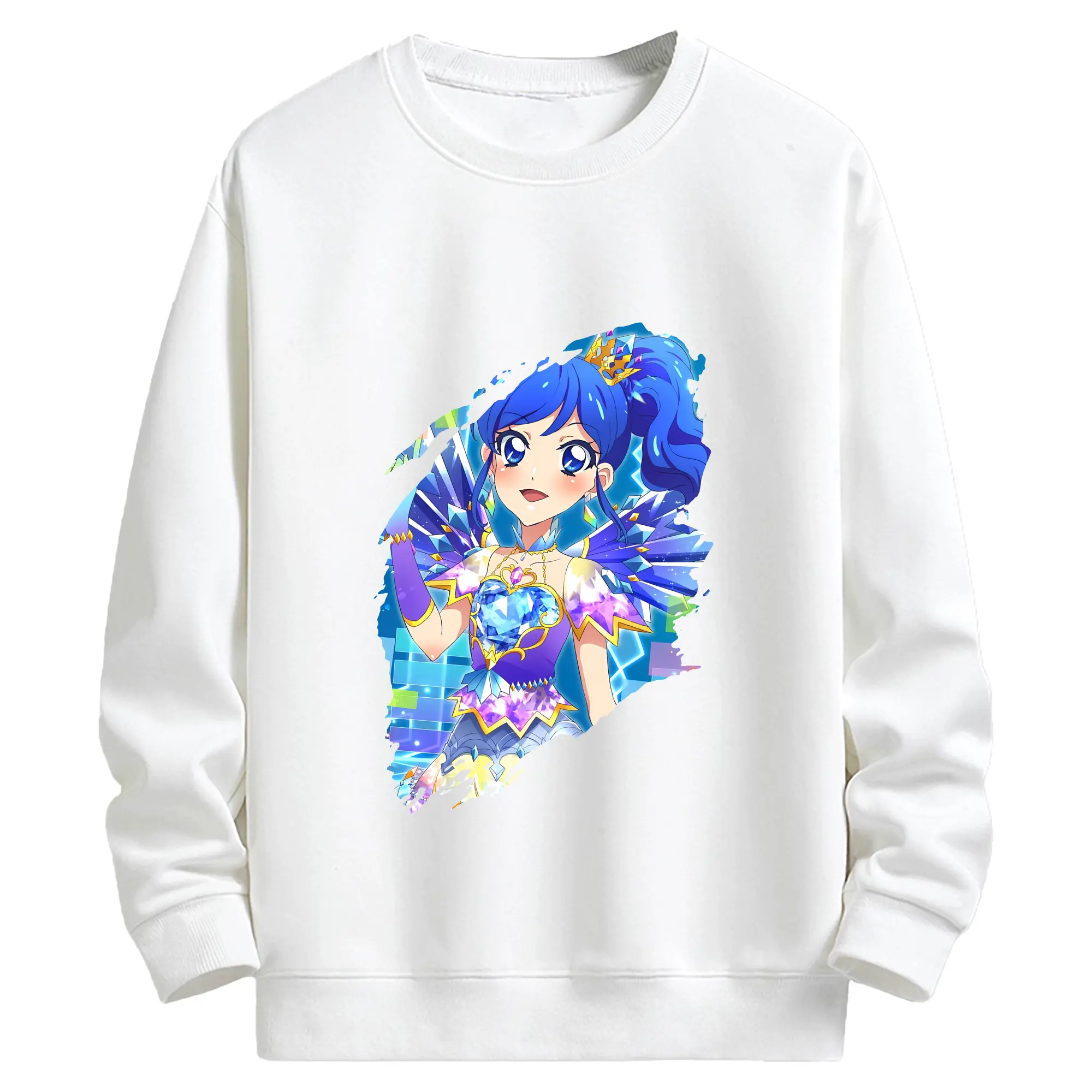 アイカツ グッズ 霧矢 あおい - キッズ クルーネックスウェットシャツ ・ フロントプリント ・ 綿80％ ポリエステル20％ ・ 快適 通学 スポーツ 日常使い お散歩用