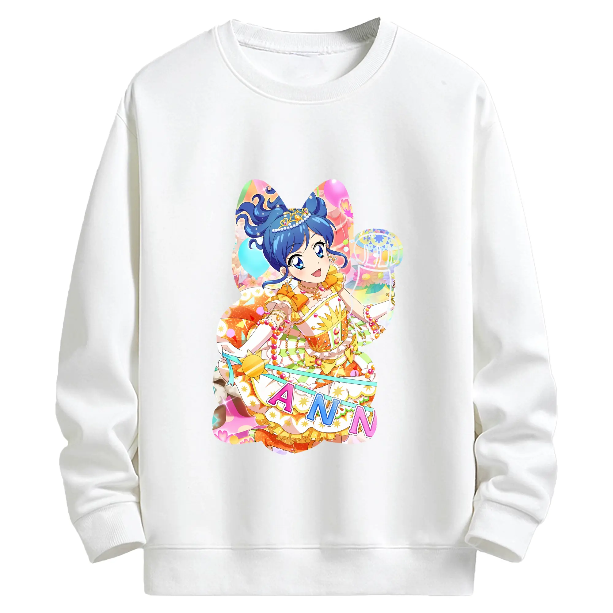 アイカツ グッズ 霧矢 あおい - キッズ クルーネックスウェットシャツ ・ フロントプリント ・ 綿80％ ポリエステル20％ ・ 快適 通学 スポーツ 日常使い お散歩用