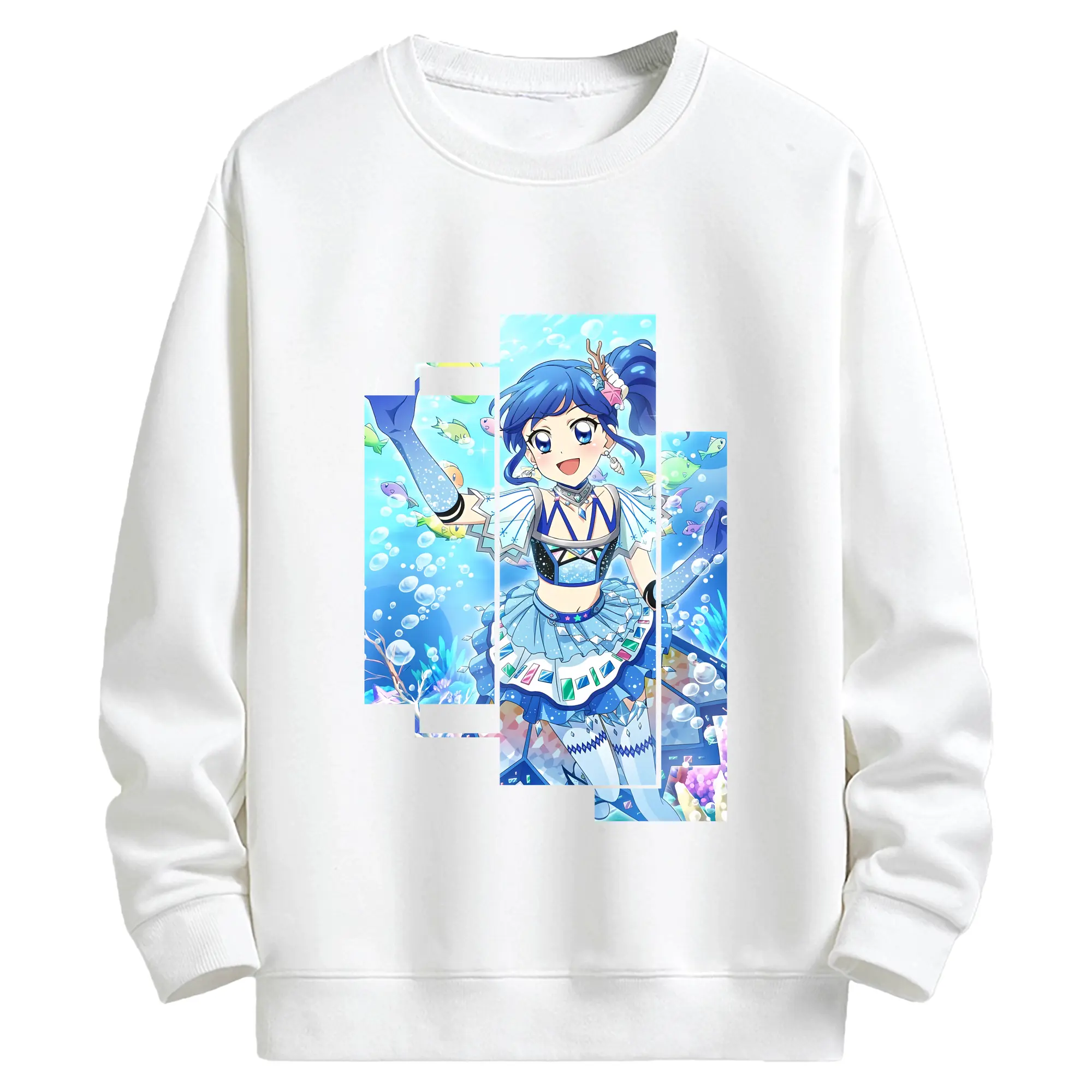 アイカツ グッズ 霧矢 あおい - キッズ クルーネックスウェットシャツ ・ フロントプリント ・ 綿80％ ポリエステル20％ ・ 快適 通学 スポーツ 日常使い お散歩用