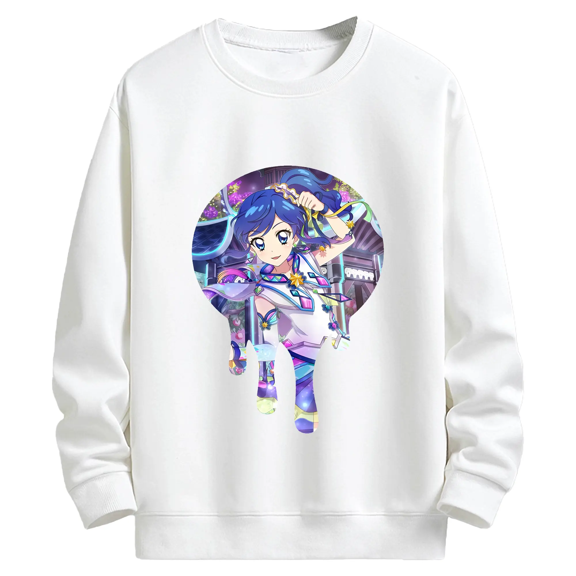 アイカツ グッズ 霧矢 あおい - キッズ クルーネックスウェットシャツ ・ フロントプリント ・ 綿80％ ポリエステル20％ ・ 快適 通学 スポーツ 日常使い お散歩用