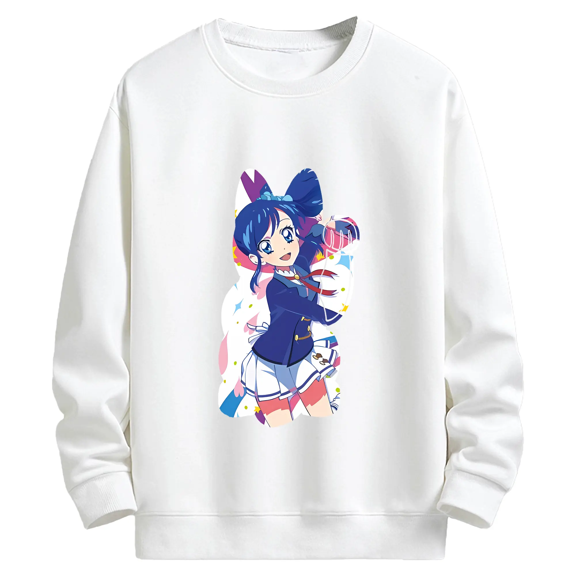 アイカツ グッズ 霧矢 あおい - キッズ クルーネックスウェットシャツ ・ フロントプリント ・ 綿80％ ポリエステル20％ ・ 快適 通学 スポーツ 日常使い お散歩用