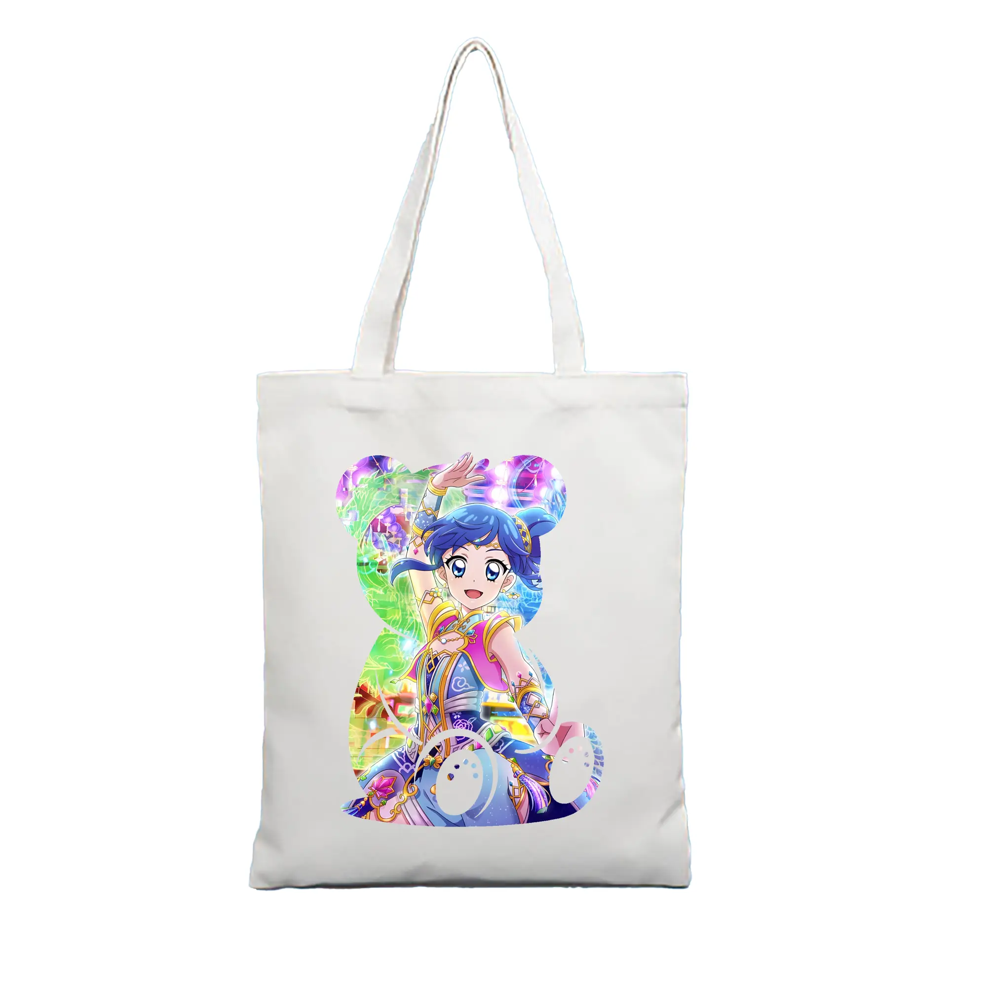 アイカツ グッズ 霧矢 あおい - 縦型キャンバス手提げバッグ（トートバッグ） ・ キャンバス素材 ・ ショッピング用 ・ 軽量 丈夫 お手入れ簡単