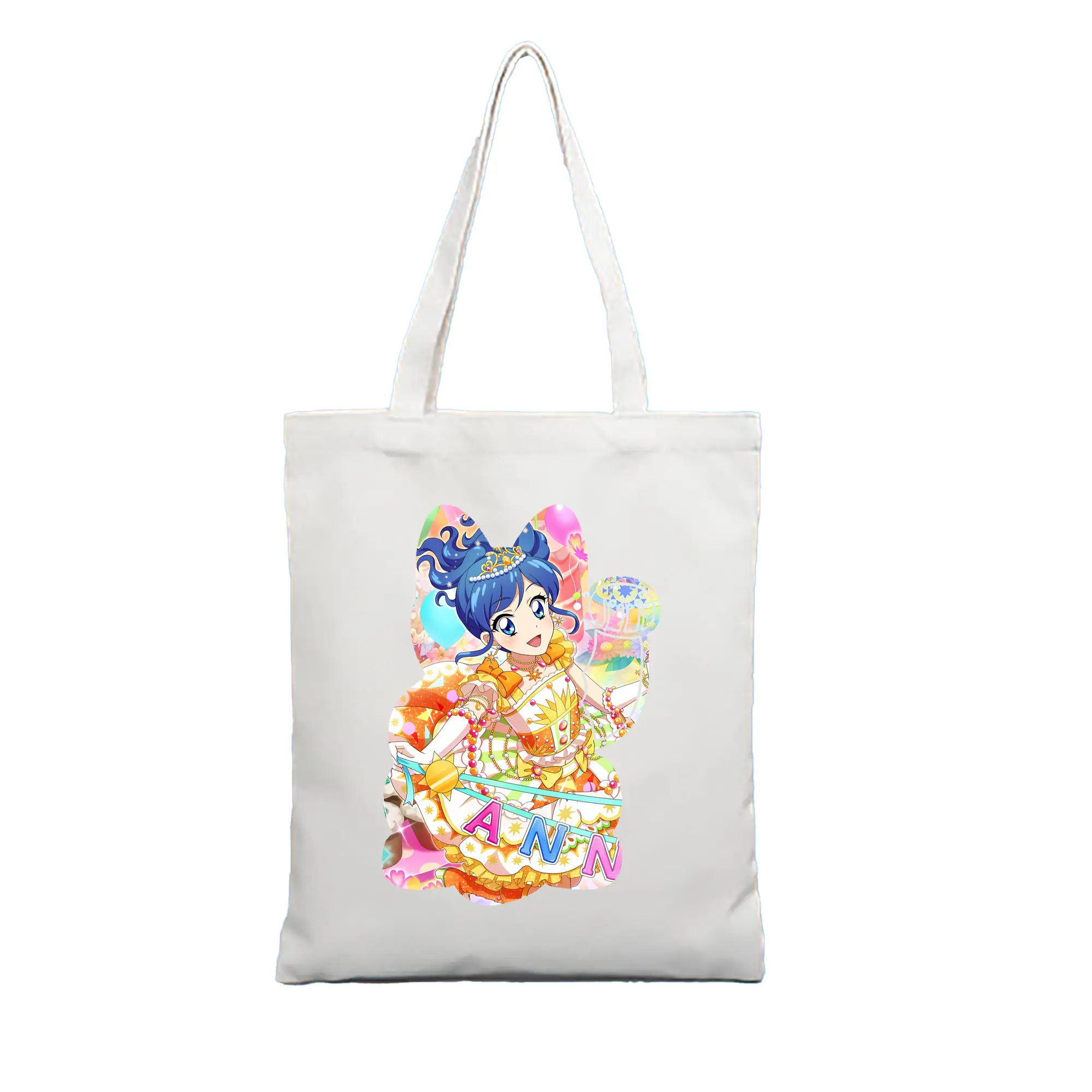 アイカツ グッズ 霧矢 あおい - 縦型キャンバス手提げバッグ（トートバッグ） ・ キャンバス素材 ・ ショッピング用 ・ 軽量 丈夫 お手入れ簡単