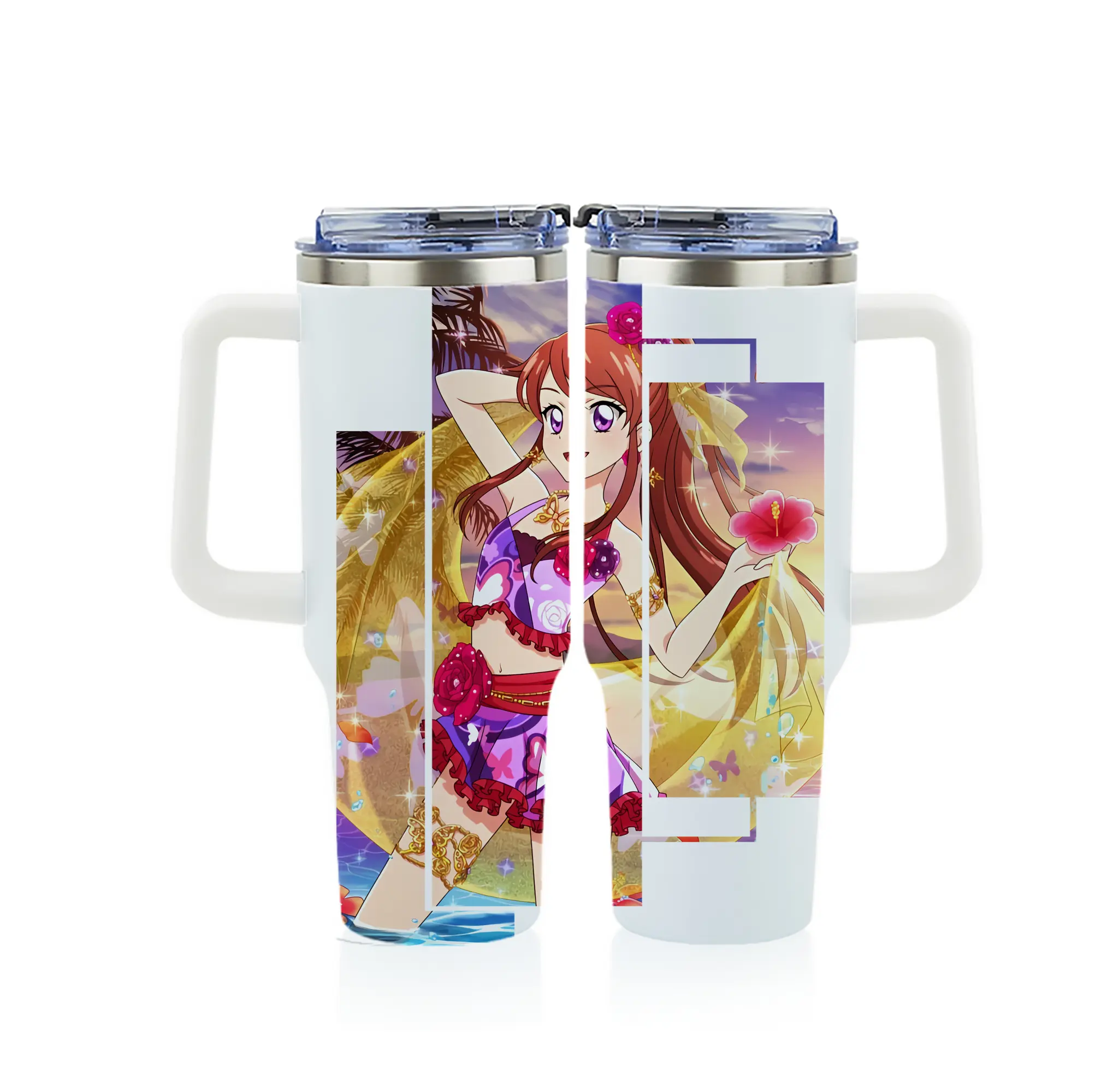 アイカツ グッズ 紫吹 蘭 - 1200mL フルプリント車用タンブラー ・ 304ステンレス 内側 ・ 201ステンレス 外側 ・ 保温 保冷 ・ 通勤 ドライブ アウトドア用