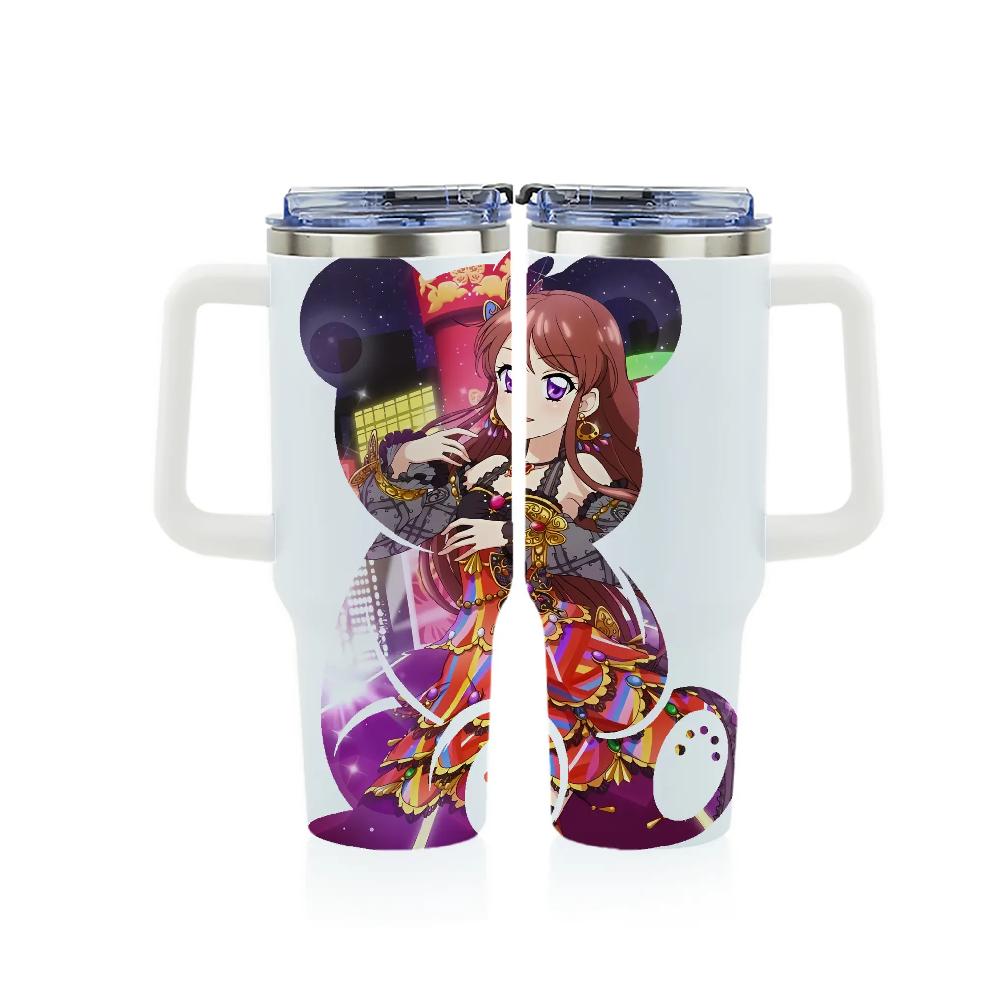 アイカツ グッズ 紫吹 蘭 - 1200mL フルプリント車用タンブラー ・ 304ステンレス 内側 ・ 201ステンレス 外側 ・ 保温 保冷 ・ 通勤 ドライブ アウトドア用