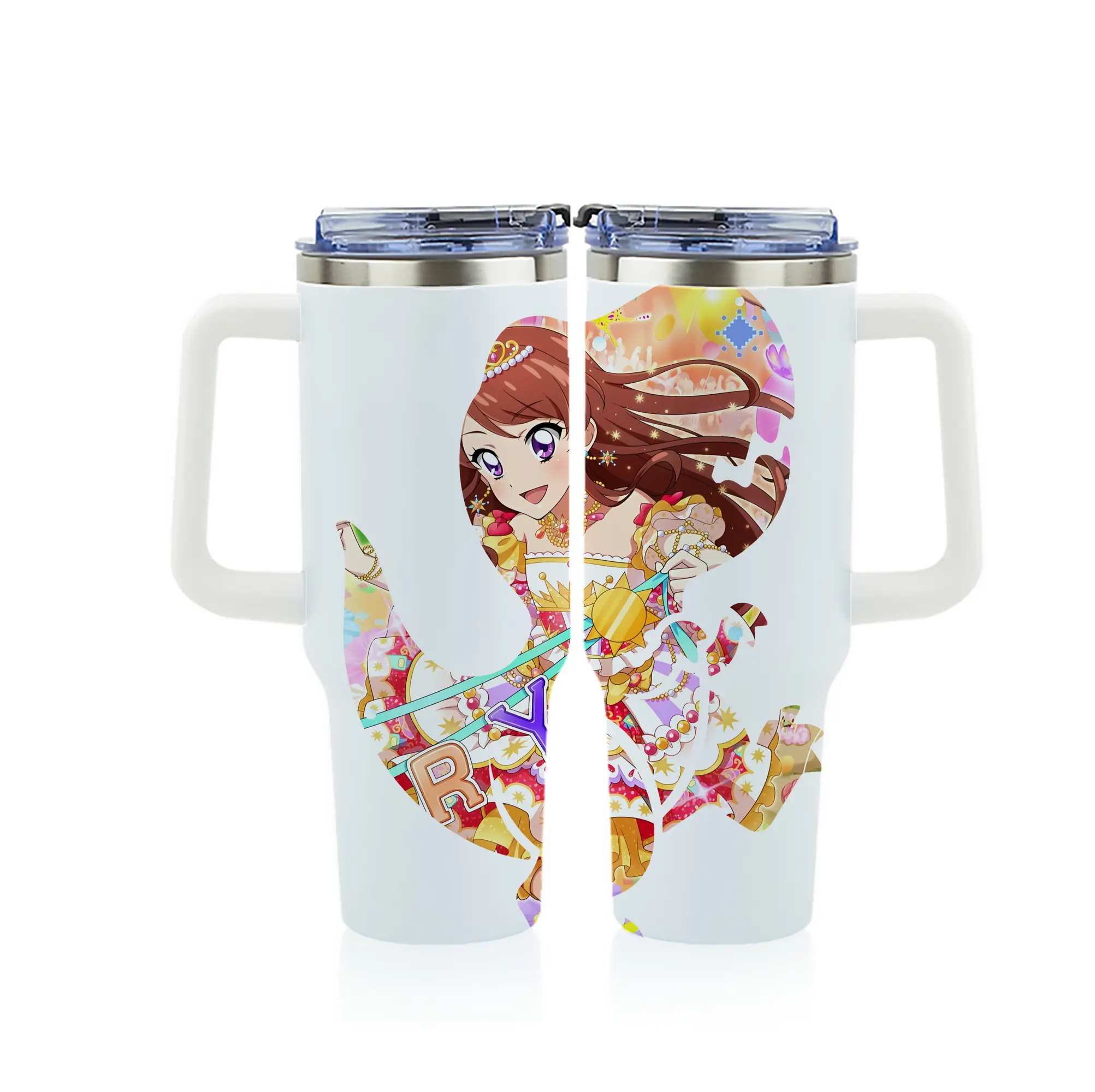 アイカツ グッズ 紫吹 蘭 - 1200mL フルプリント車用タンブラー ・ 304ステンレス 内側 ・ 201ステンレス 外側 ・ 保温 保冷 ・ 通勤 ドライブ アウトドア用