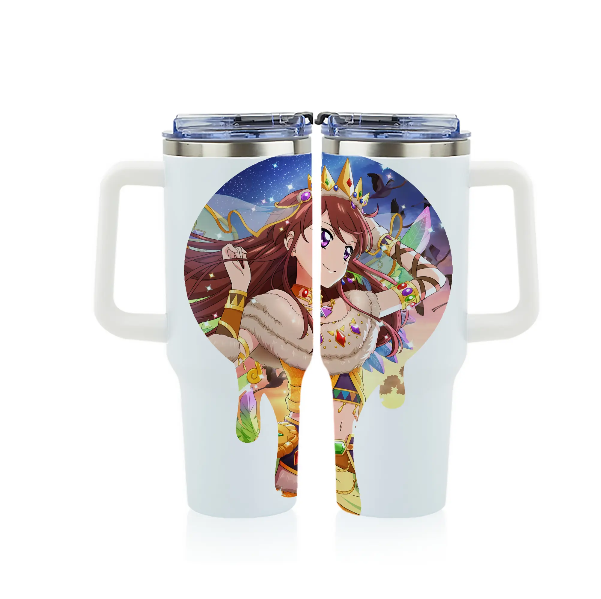 アイカツ グッズ 紫吹 蘭 - 1200mL フルプリント車用タンブラー ・ 304ステンレス 内側 ・ 201ステンレス 外側 ・ 保温 保冷 ・ 通勤 ドライブ アウトドア用