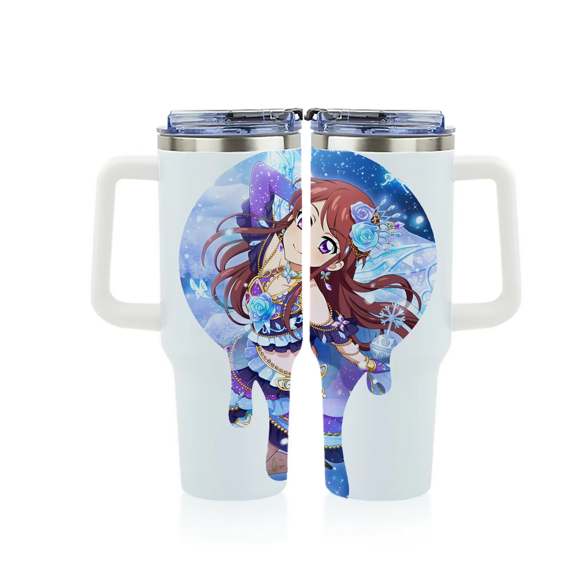 アイカツ グッズ 紫吹 蘭 - 1200mL フルプリント車用タンブラー ・ 304ステンレス 内側 ・ 201ステンレス 外側 ・ 保温 保冷 ・ 通勤 ドライブ アウトドア用