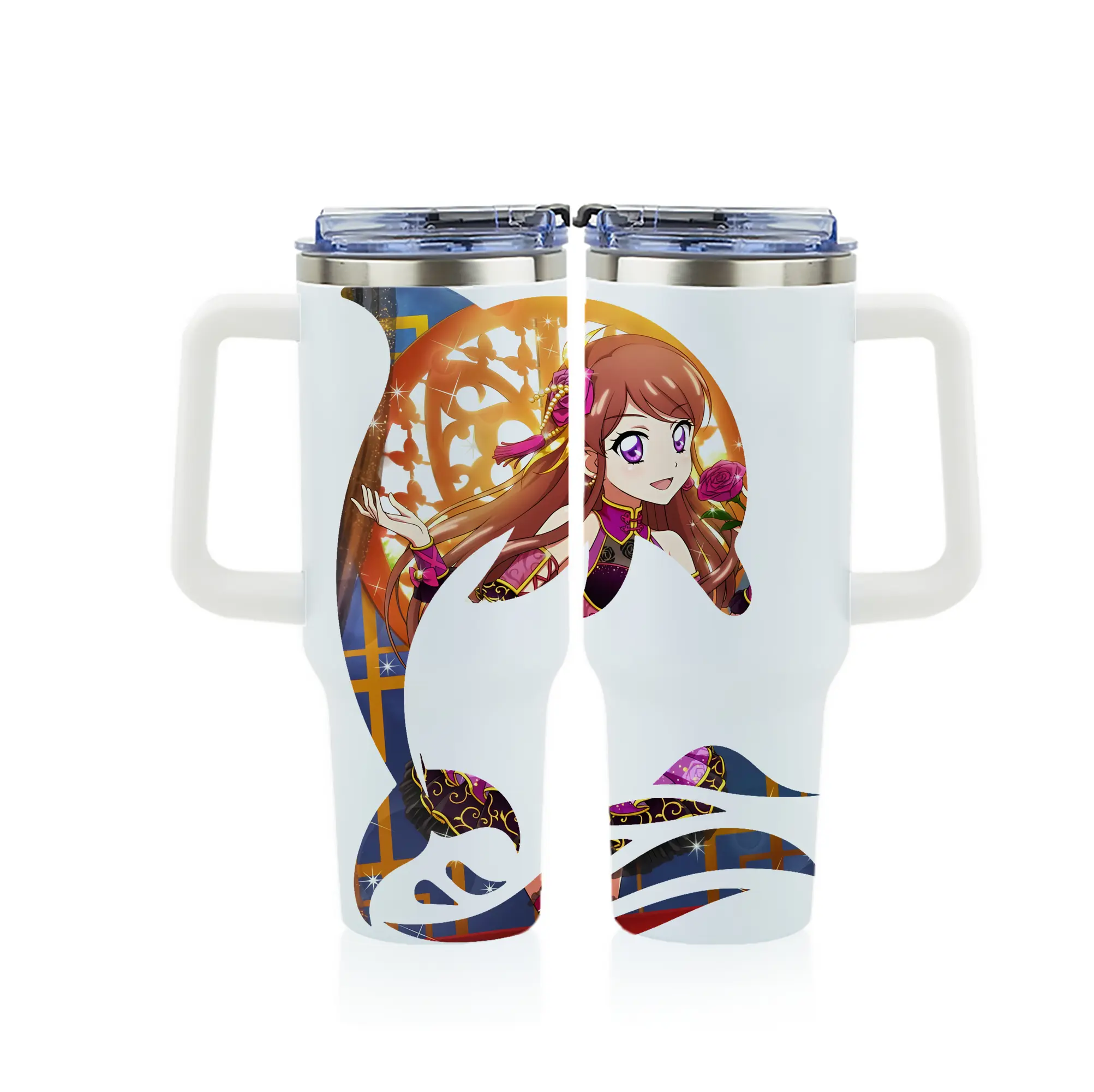 アイカツ グッズ 紫吹 蘭 - 1200mL フルプリント車用タンブラー ・ 304ステンレス 内側 ・ 201ステンレス 外側 ・ 保温 保冷 ・ 通勤 ドライブ アウトドア用