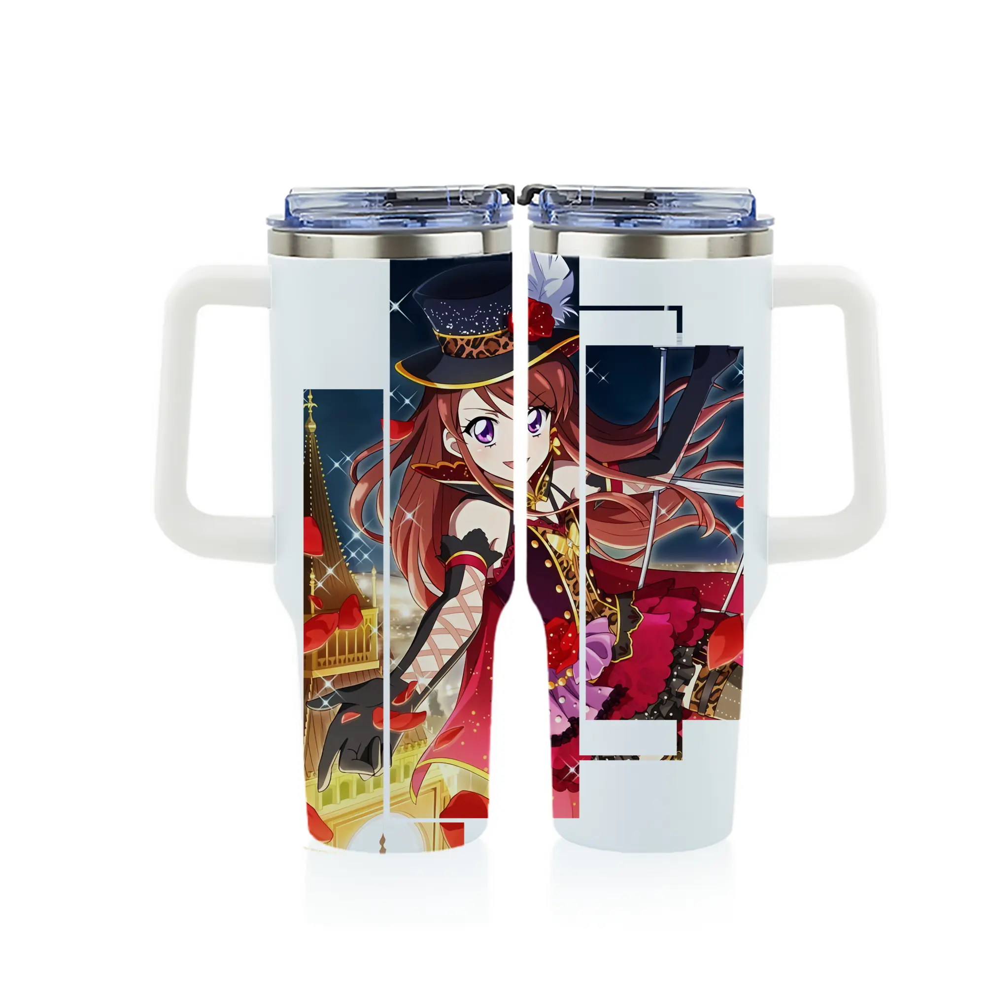 アイカツ グッズ 紫吹 蘭 - 1200mL フルプリント車用タンブラー ・ 304ステンレス 内側 ・ 201ステンレス 外側 ・ 保温 保冷 ・ 通勤 ドライブ アウトドア用