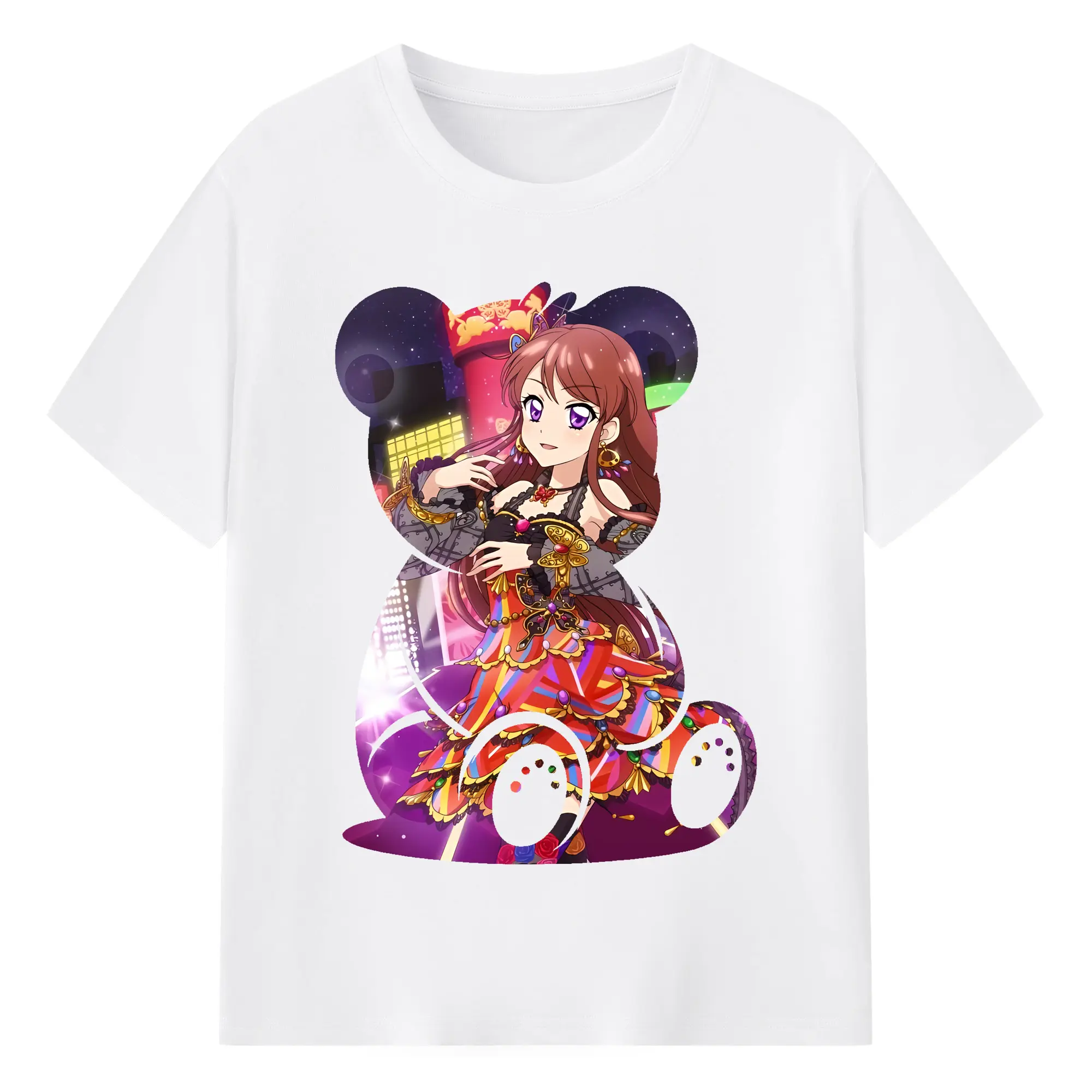 アイカツ グッズ 紫吹 蘭 - 綿100％ 半袖Tシャツ ・ フロントプリント ・ 快適 通気性 ・ 日常使い 散歩 スポーツ用