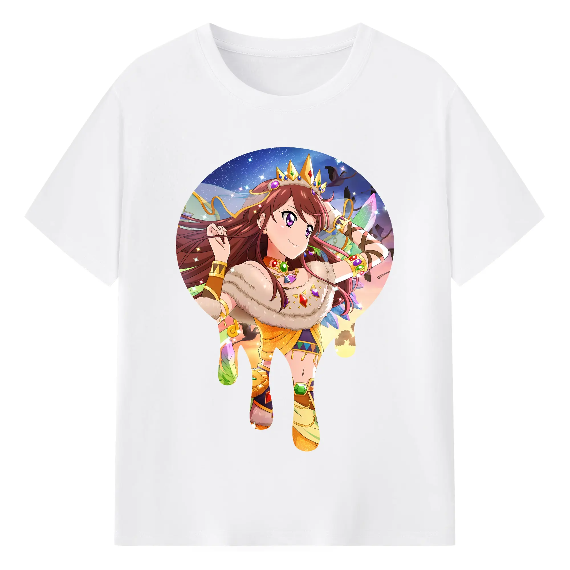 アイカツ グッズ 紫吹 蘭 - 綿100％ 半袖Tシャツ ・ フロントプリント ・ 快適 通気性 ・ 日常使い 散歩 スポーツ用