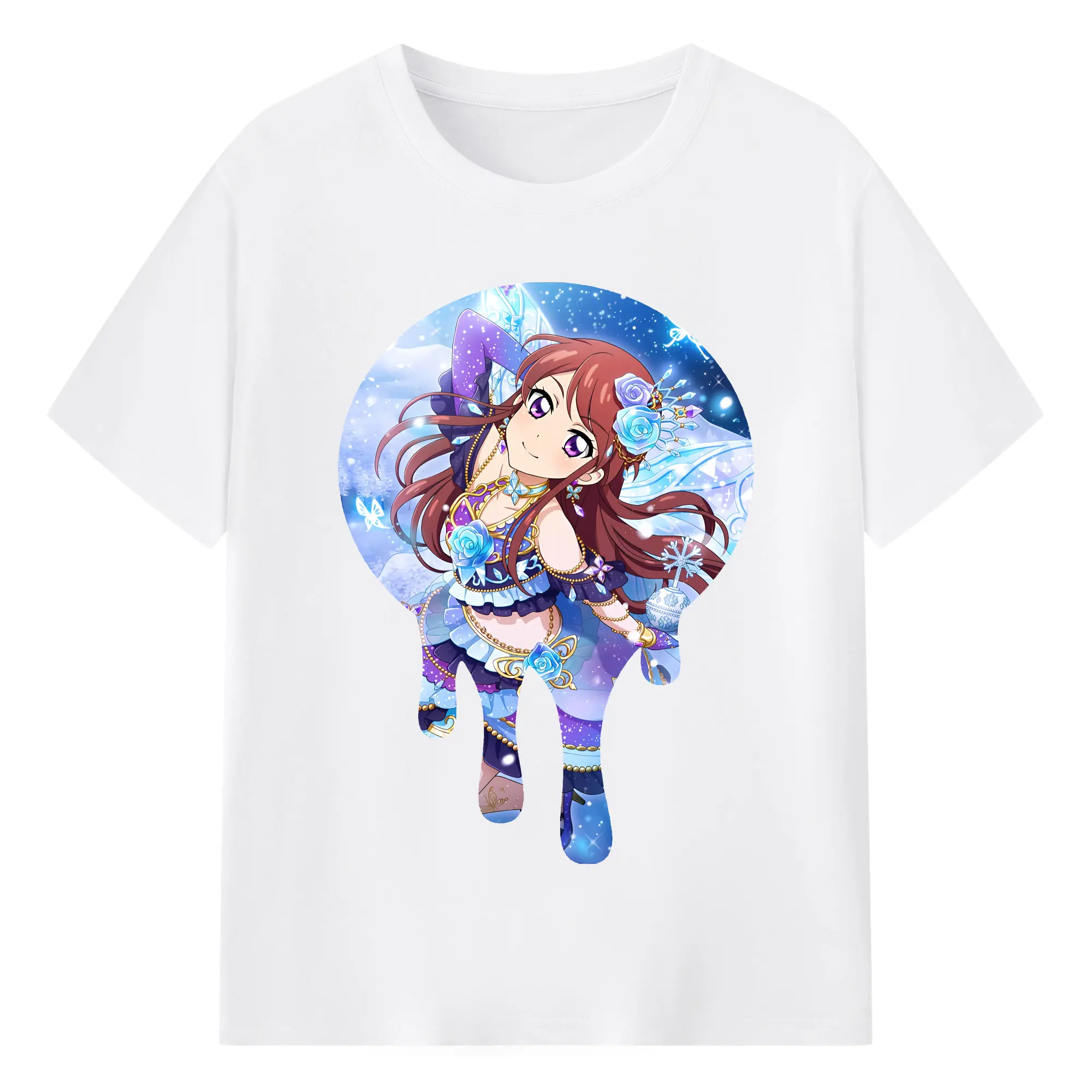 アイカツ グッズ 紫吹 蘭 - 綿100％ 半袖Tシャツ ・ フロントプリント ・ 快適 通気性 ・ 日常使い 散歩 スポーツ用