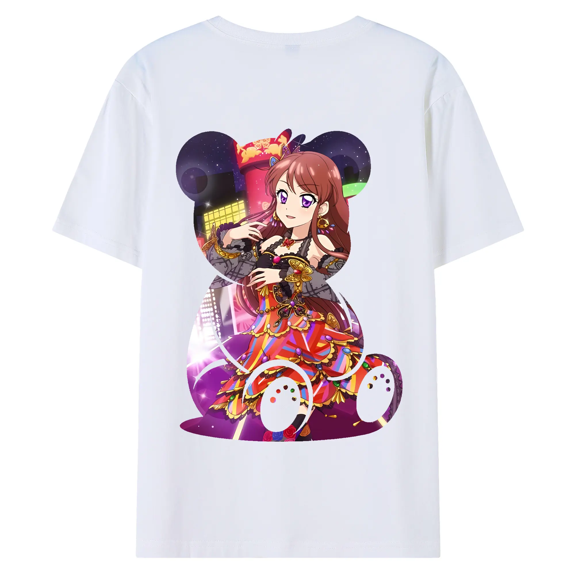 アイカツ グッズ 紫吹 蘭 - 綿100％ 半袖Tシャツ ・ バックプリント ・ 快適 通気性 ・ 日常使い 散歩 スポーツ用