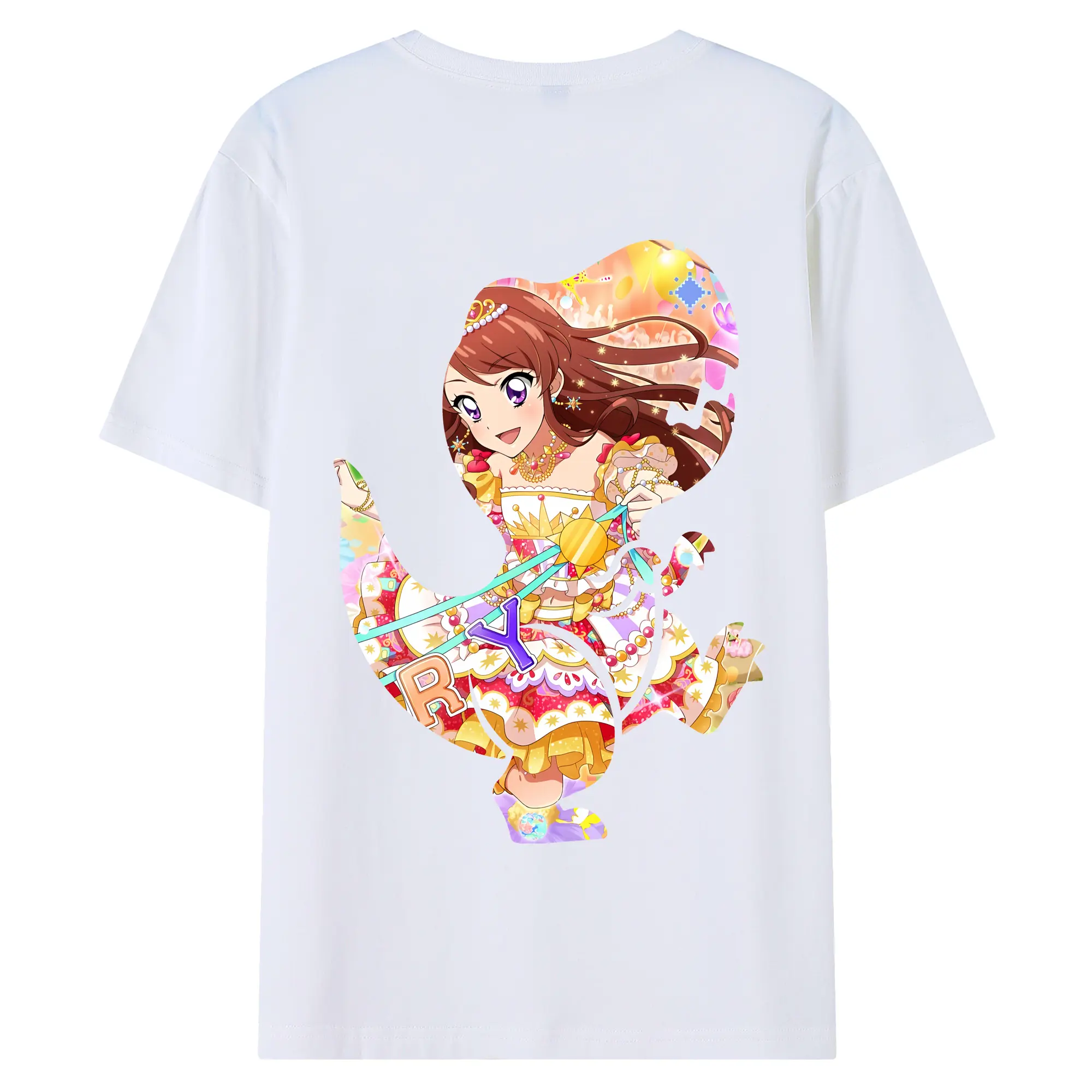 アイカツ グッズ 紫吹 蘭 - 綿100％ 半袖Tシャツ ・ バックプリント ・ 快適 通気性 ・ 日常使い 散歩 スポーツ用