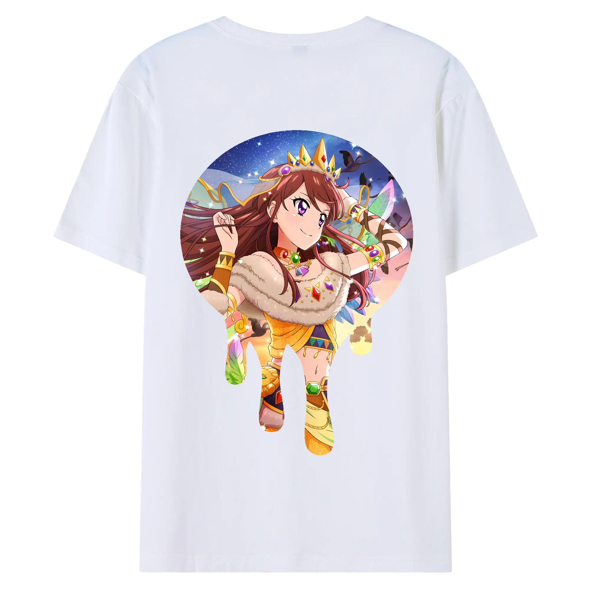 アイカツ グッズ 紫吹 蘭 - 綿100％ 半袖Tシャツ ・ バックプリント ・ 快適 通気性 ・ 日常使い 散歩 スポーツ用