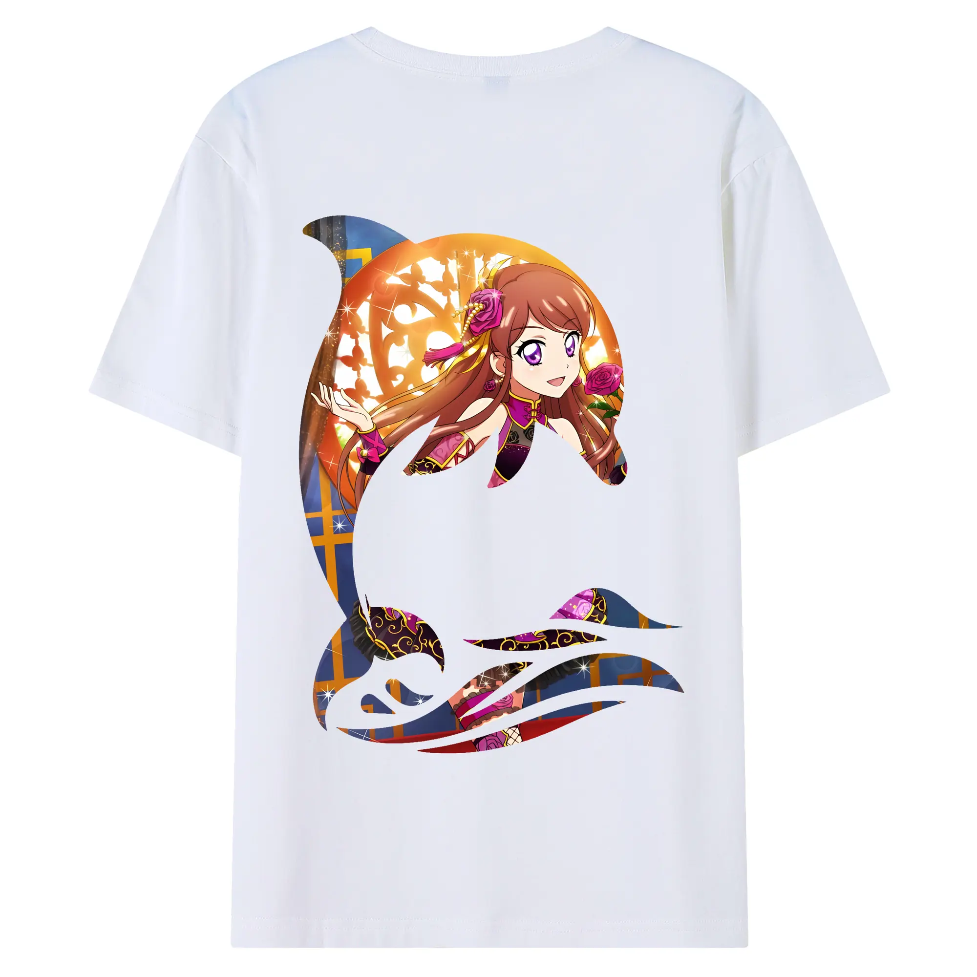 アイカツ グッズ 紫吹 蘭 - 綿100％ 半袖Tシャツ ・ バックプリント ・ 快適 通気性 ・ 日常使い 散歩 スポーツ用