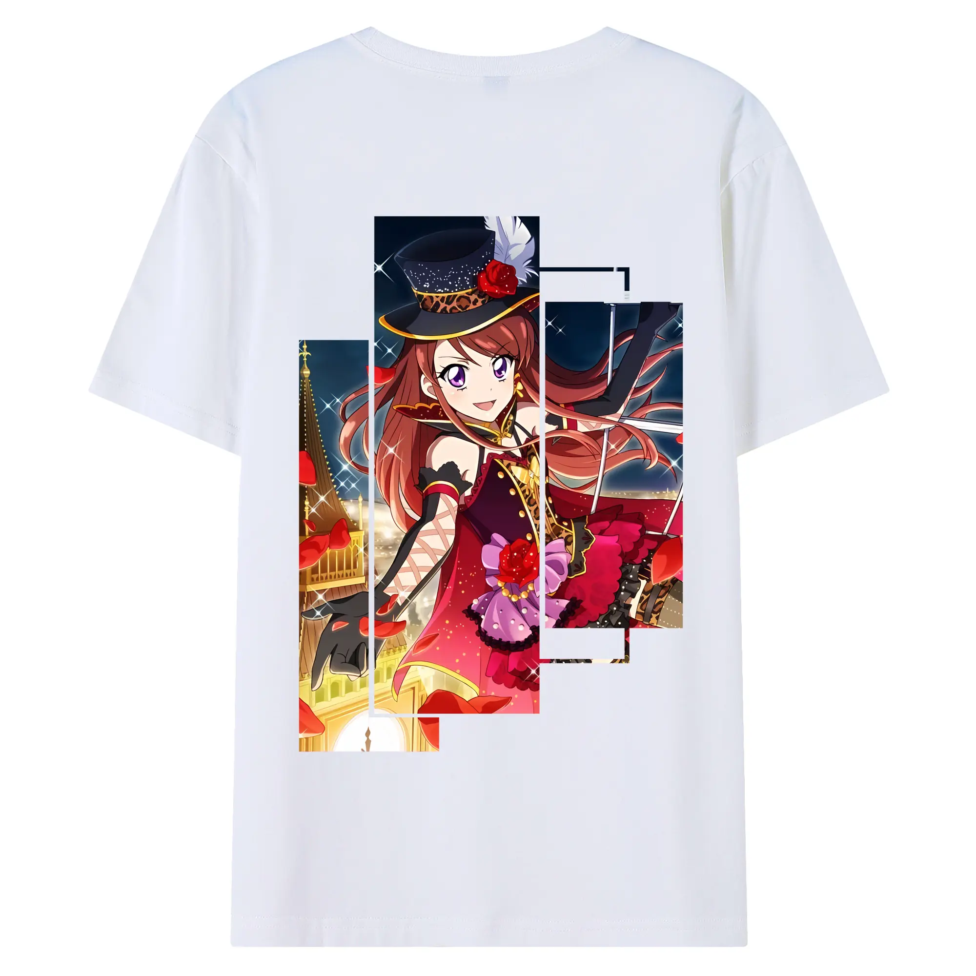 アイカツ グッズ 紫吹 蘭 - 綿100％ 半袖Tシャツ ・ バックプリント ・ 快適 通気性 ・ 日常使い 散歩 スポーツ用
