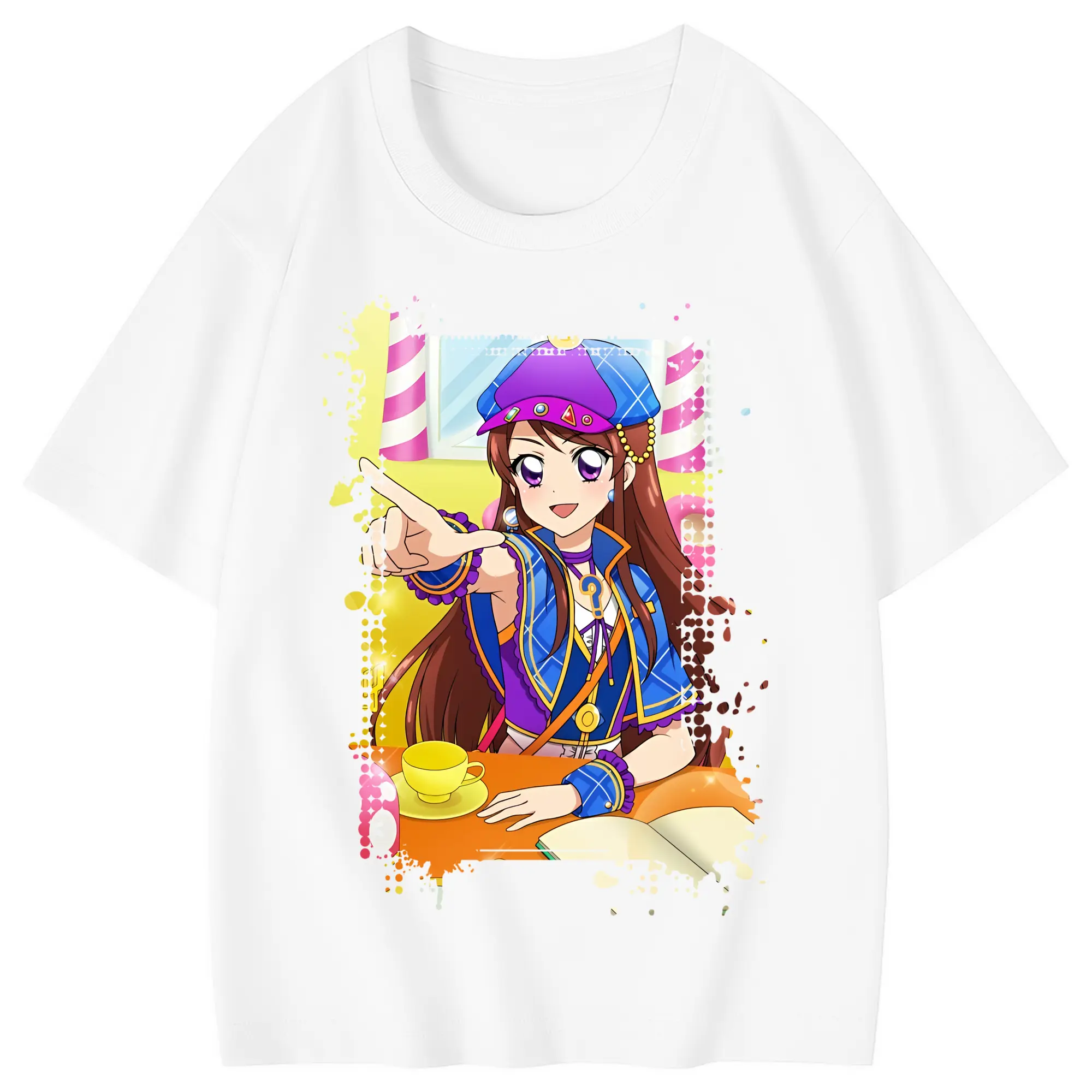 アイカツ グッズ 紫吹 蘭 - 綿100％ キッズTシャツ ・ フロントプリント ・ 快適 通気性 ・ スポーツ カジュアル 散歩用