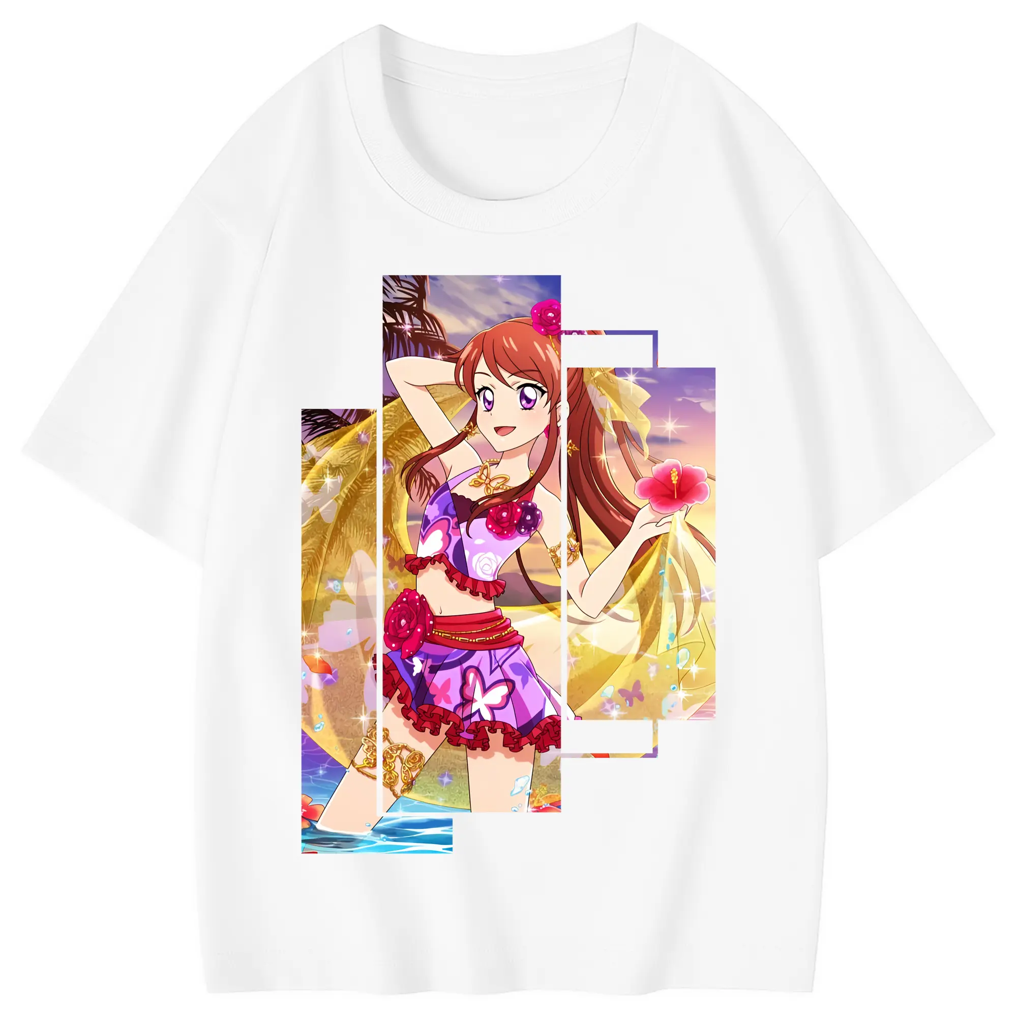 アイカツ グッズ 紫吹 蘭 - 綿100％ キッズTシャツ ・ フロントプリント ・ 快適 通気性 ・ スポーツ カジュアル 散歩用