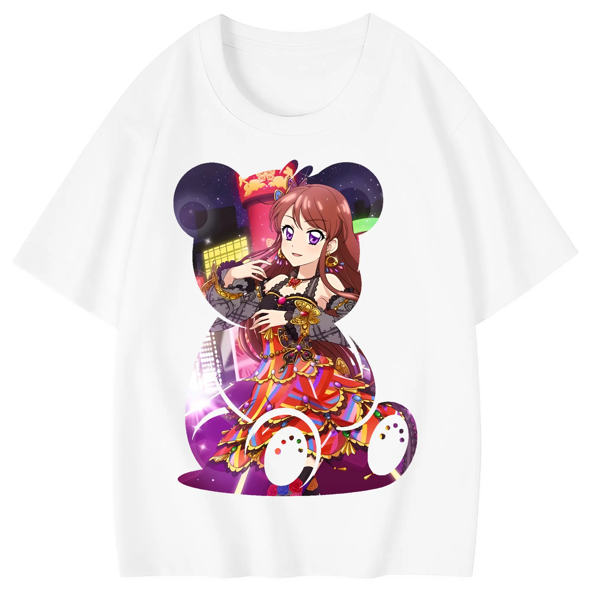 アイカツ グッズ 紫吹 蘭 - 綿100％ キッズTシャツ ・ フロントプリント ・ 快適 通気性 ・ スポーツ カジュアル 散歩用